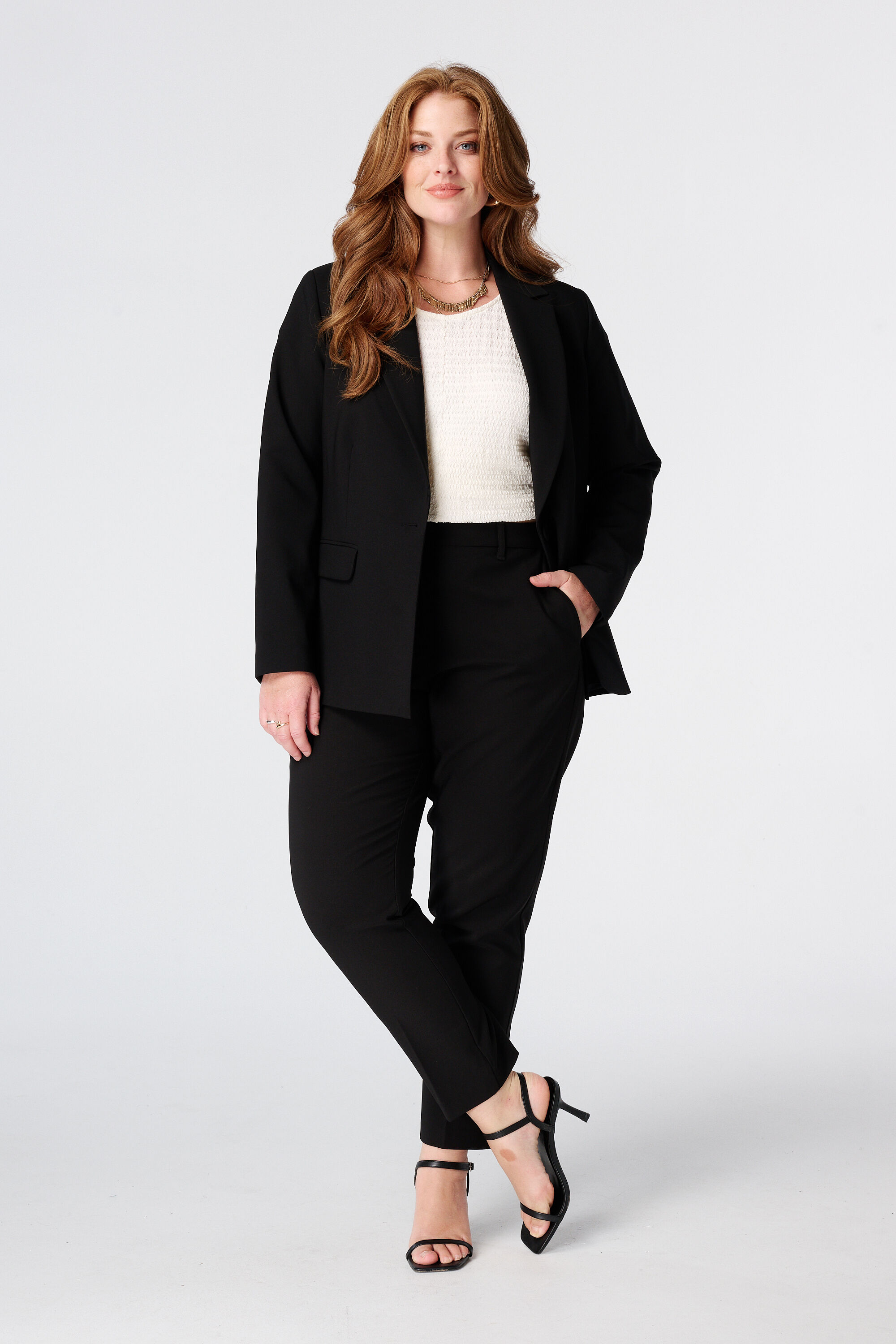 Straight leg pantalon met elastische taille