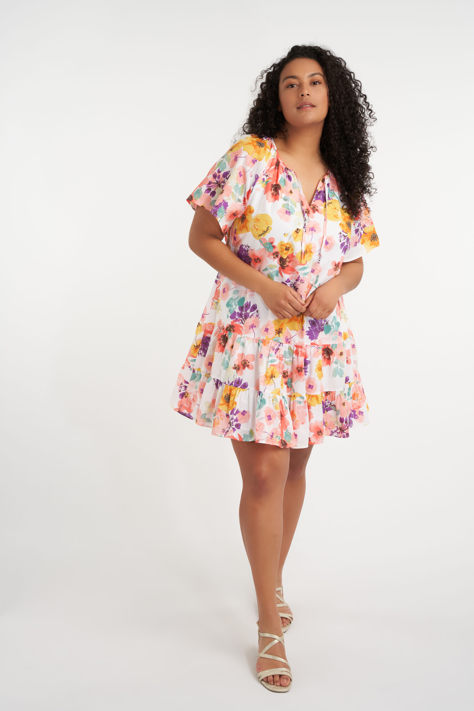 Korte A-lijn jurk met print image number 5