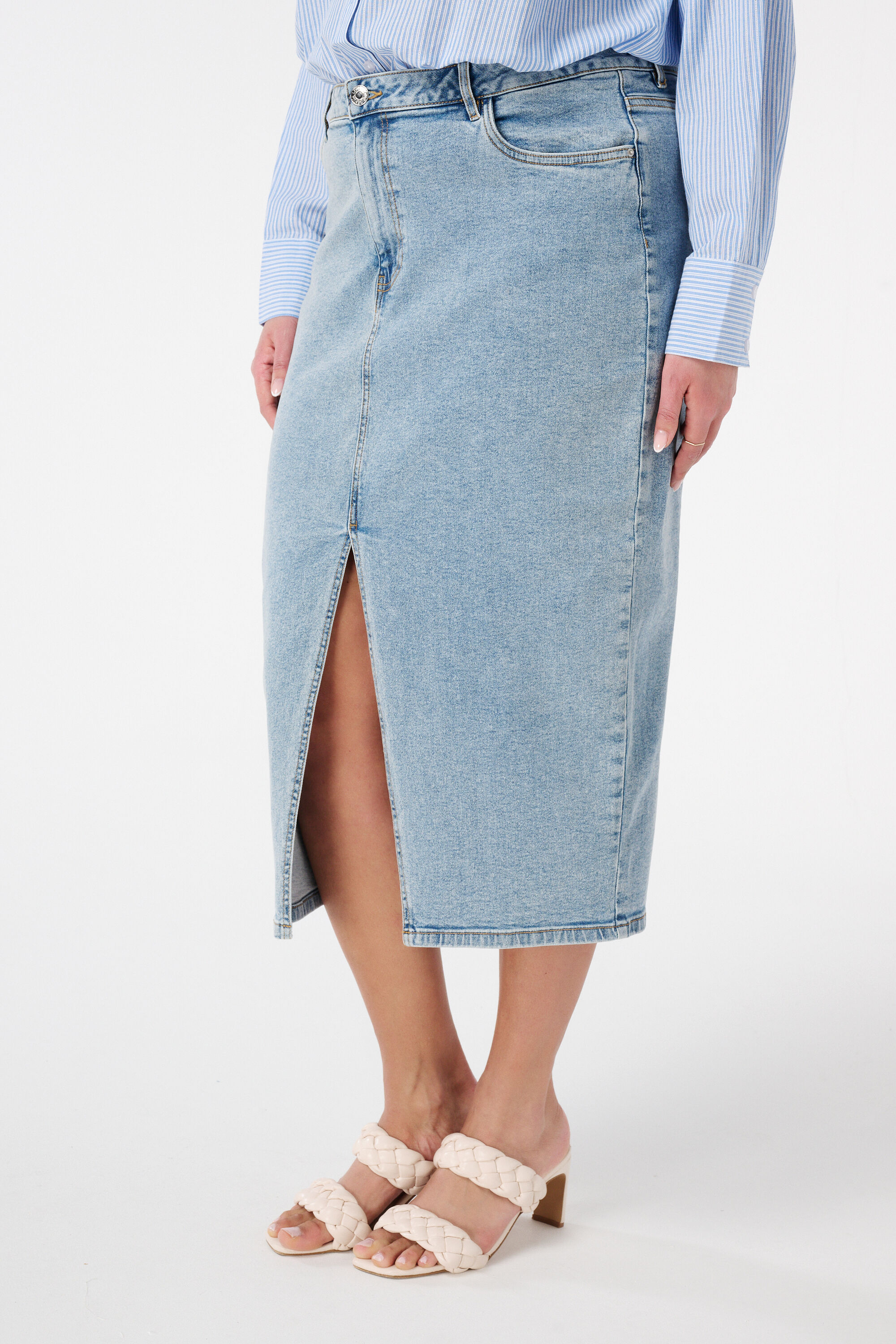 Spijkerrok met split image number 5