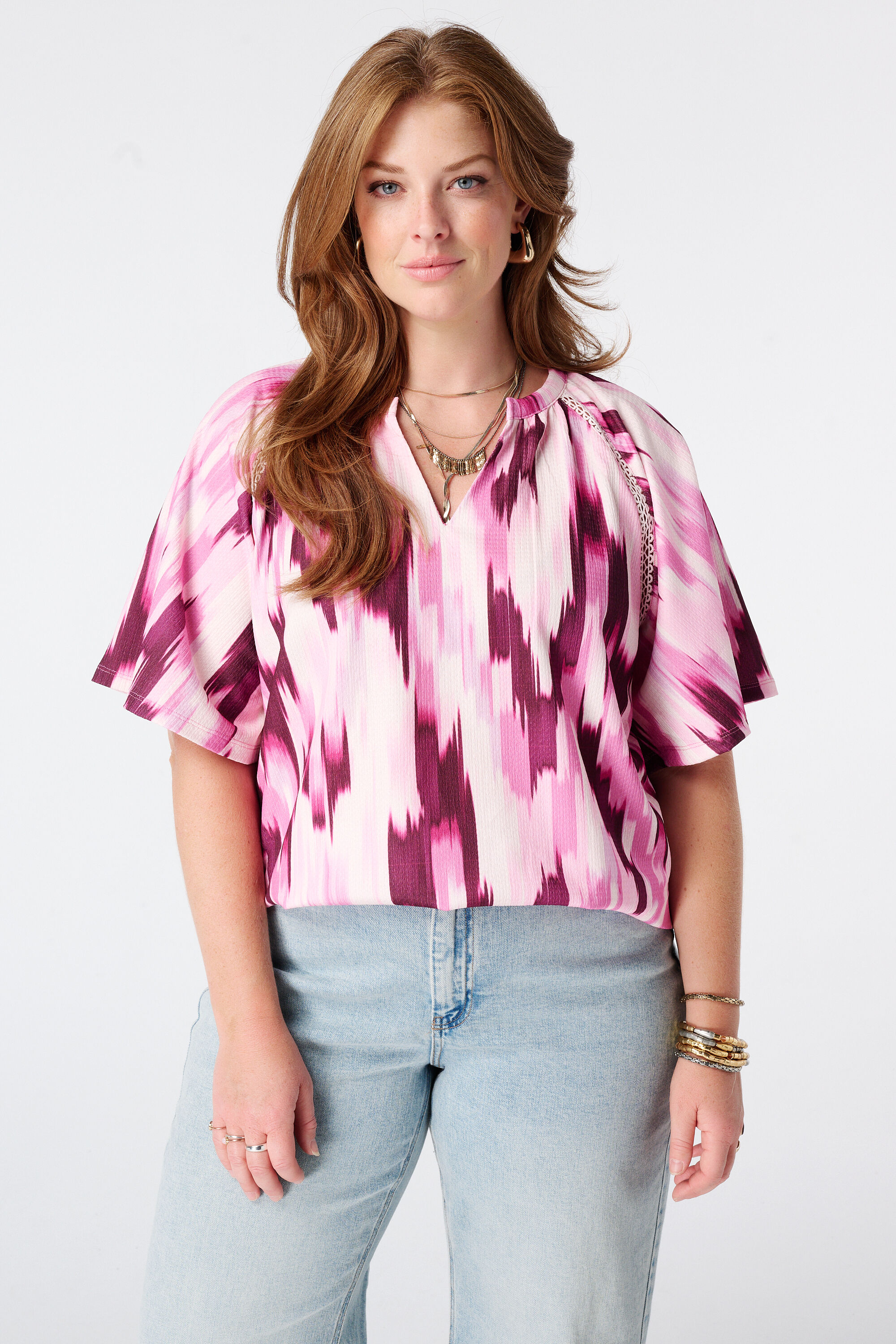 Top met print en v-hals