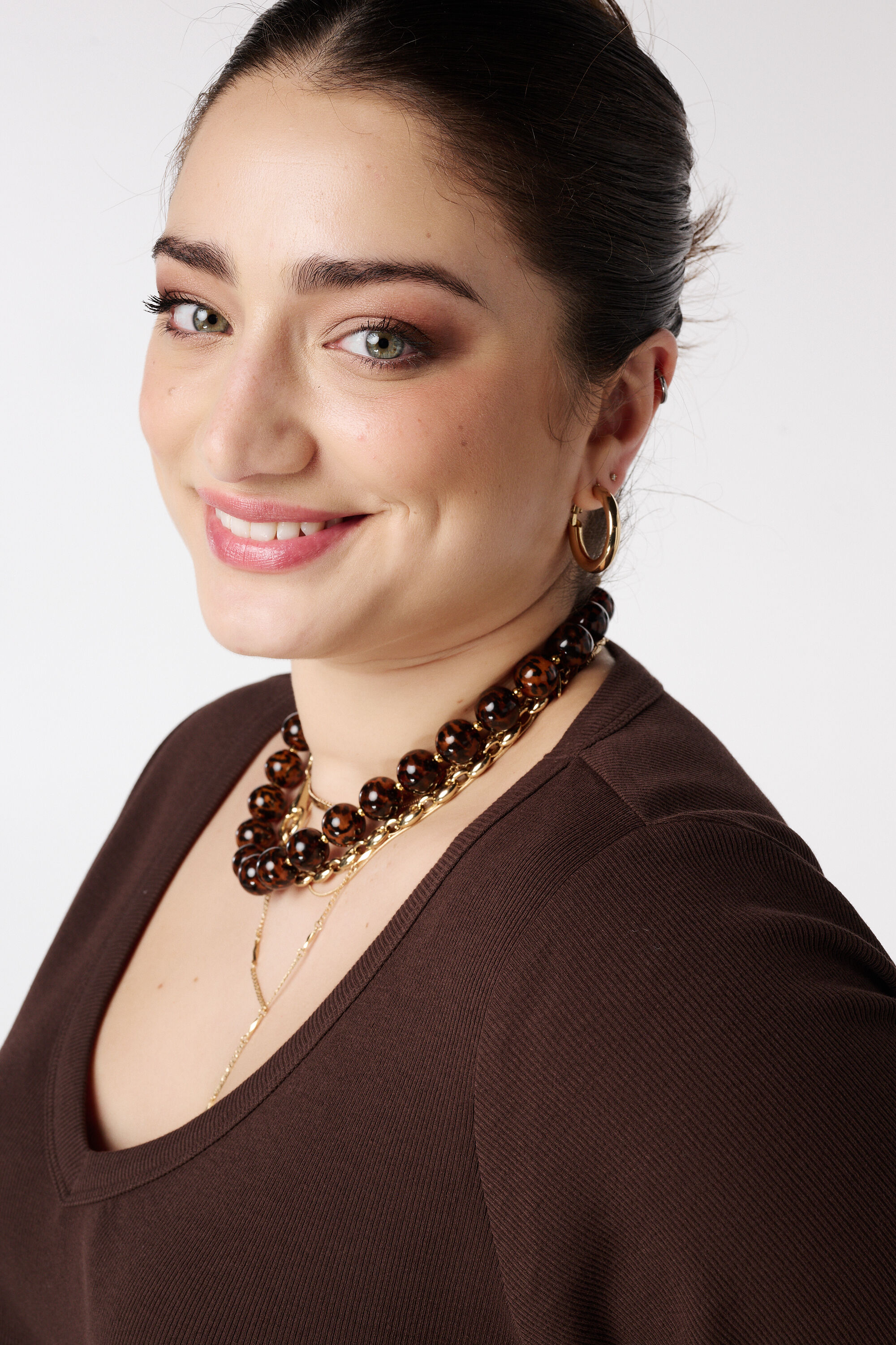 Ribstof top met v-hals image number 4