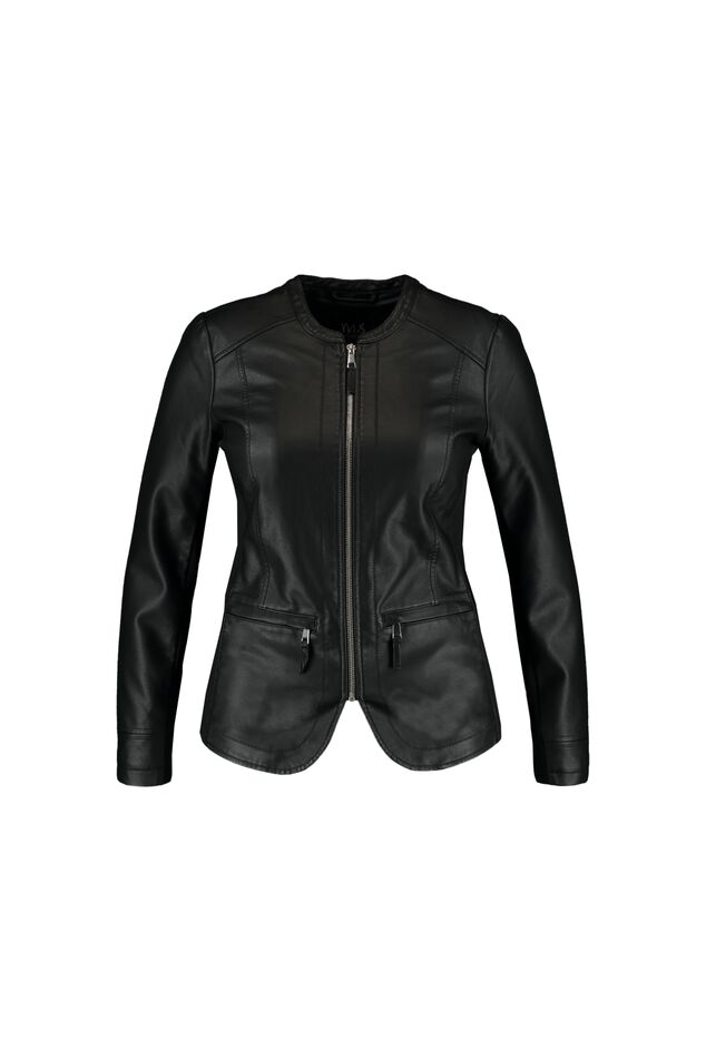 Veste motard en simili cuir à col rond image number 1