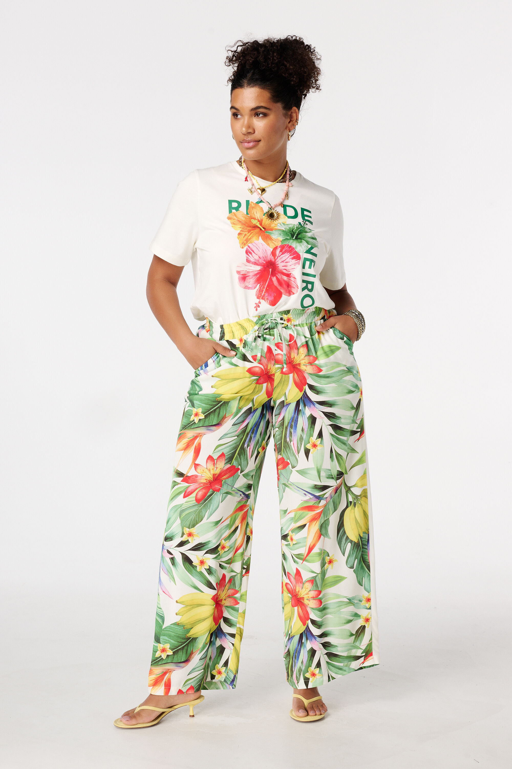 Wide leg broek met print image number 0