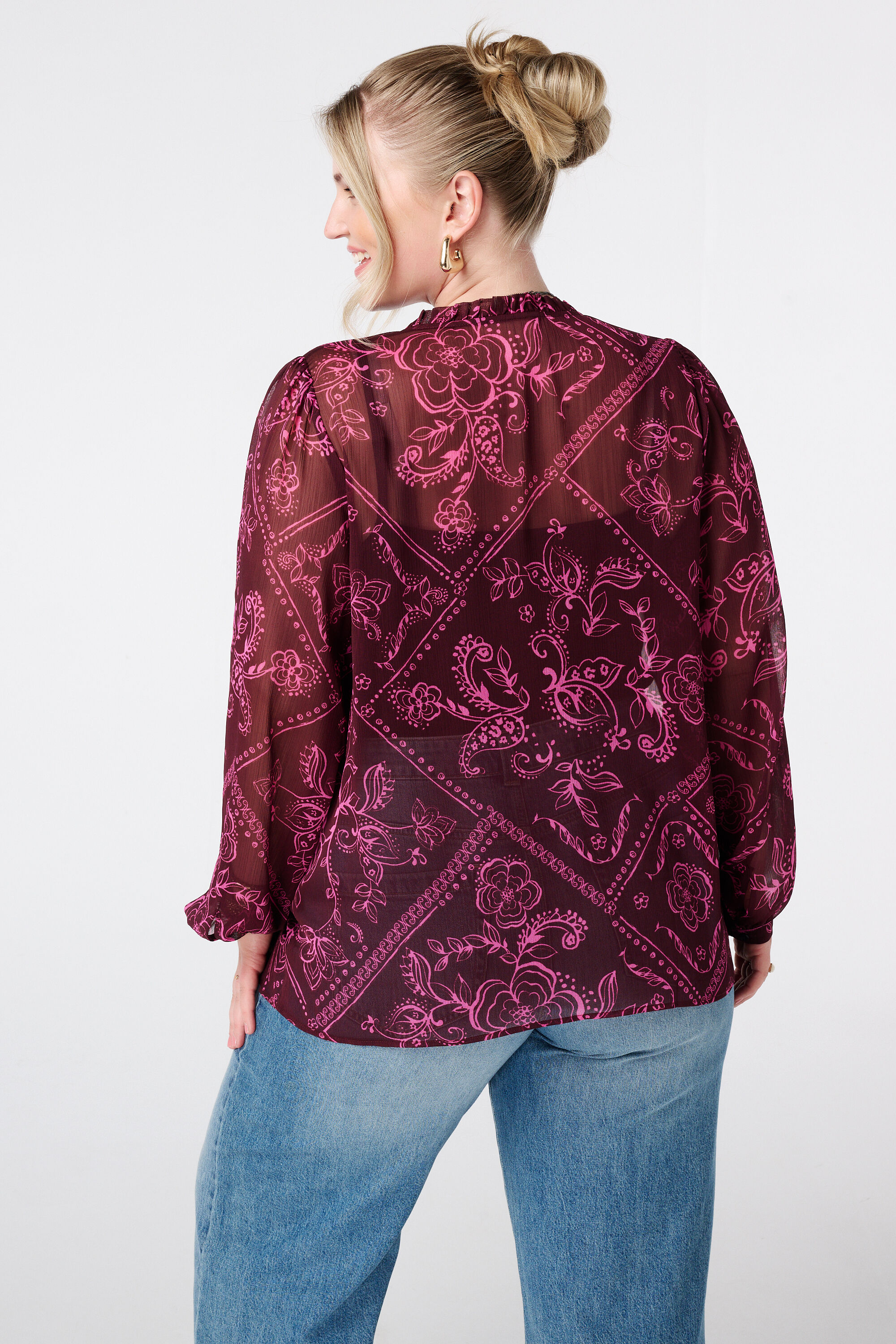 Sheer blouse met print image number 3