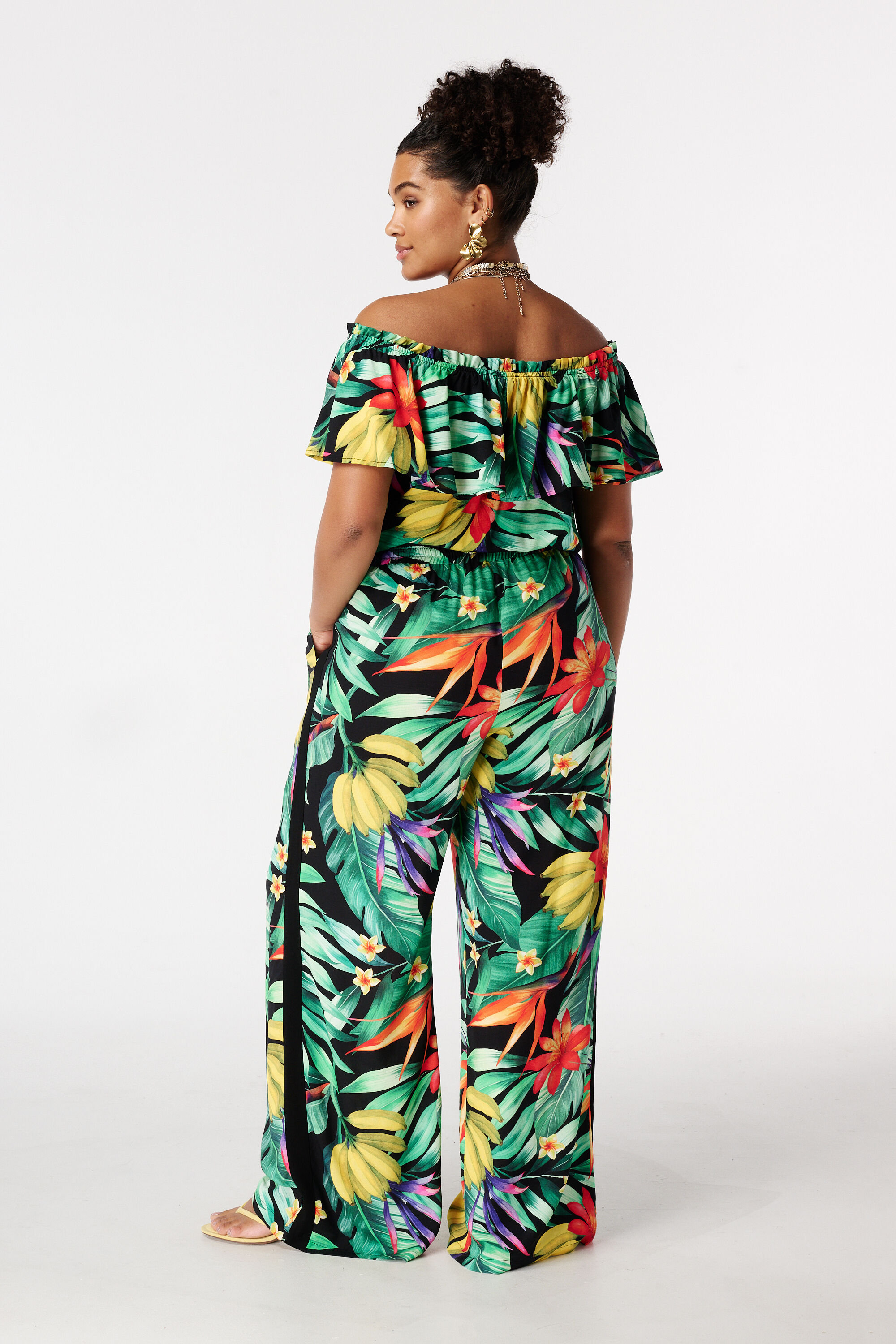 Wide leg broek met print image number 3
