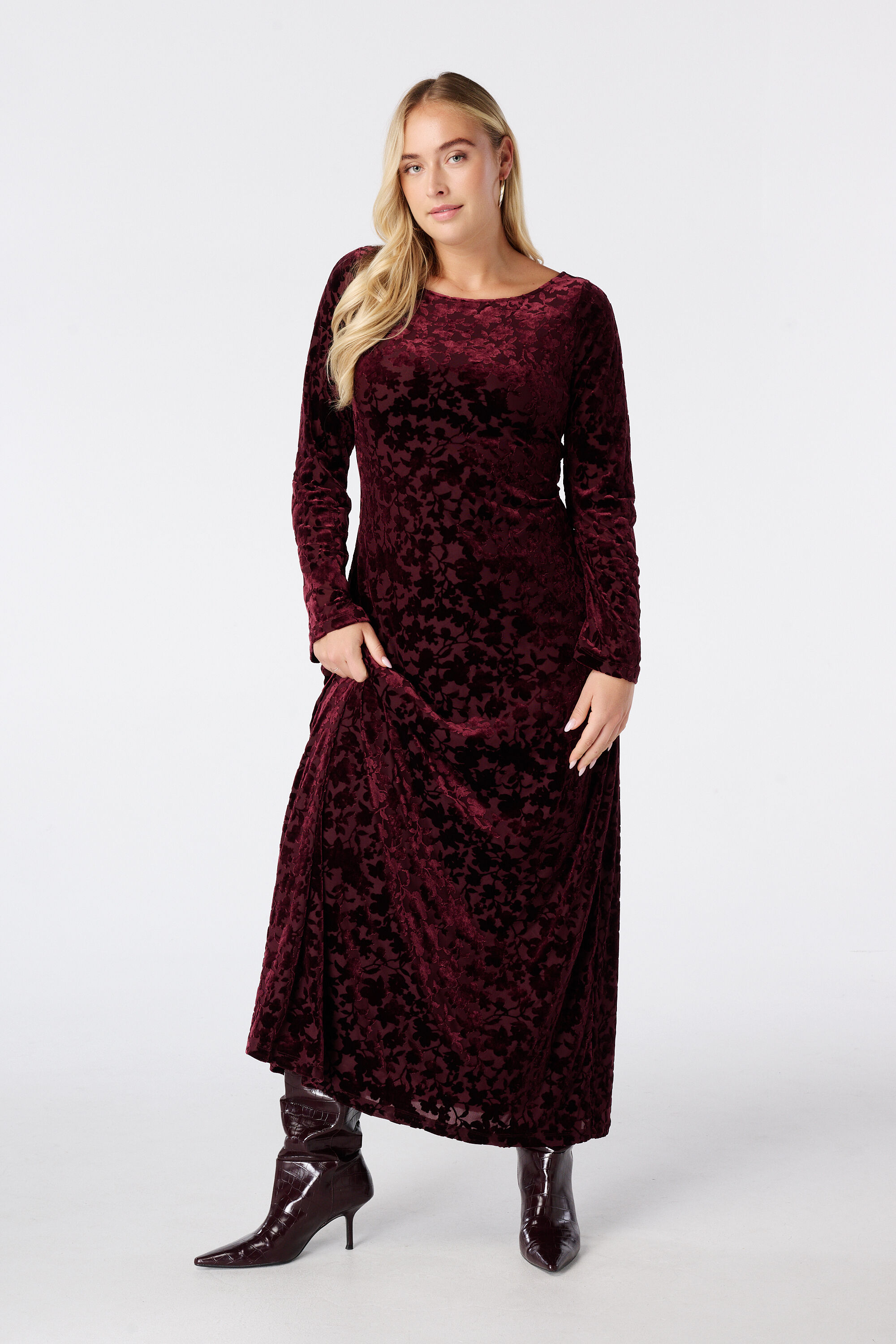 Maxi velvet jurk