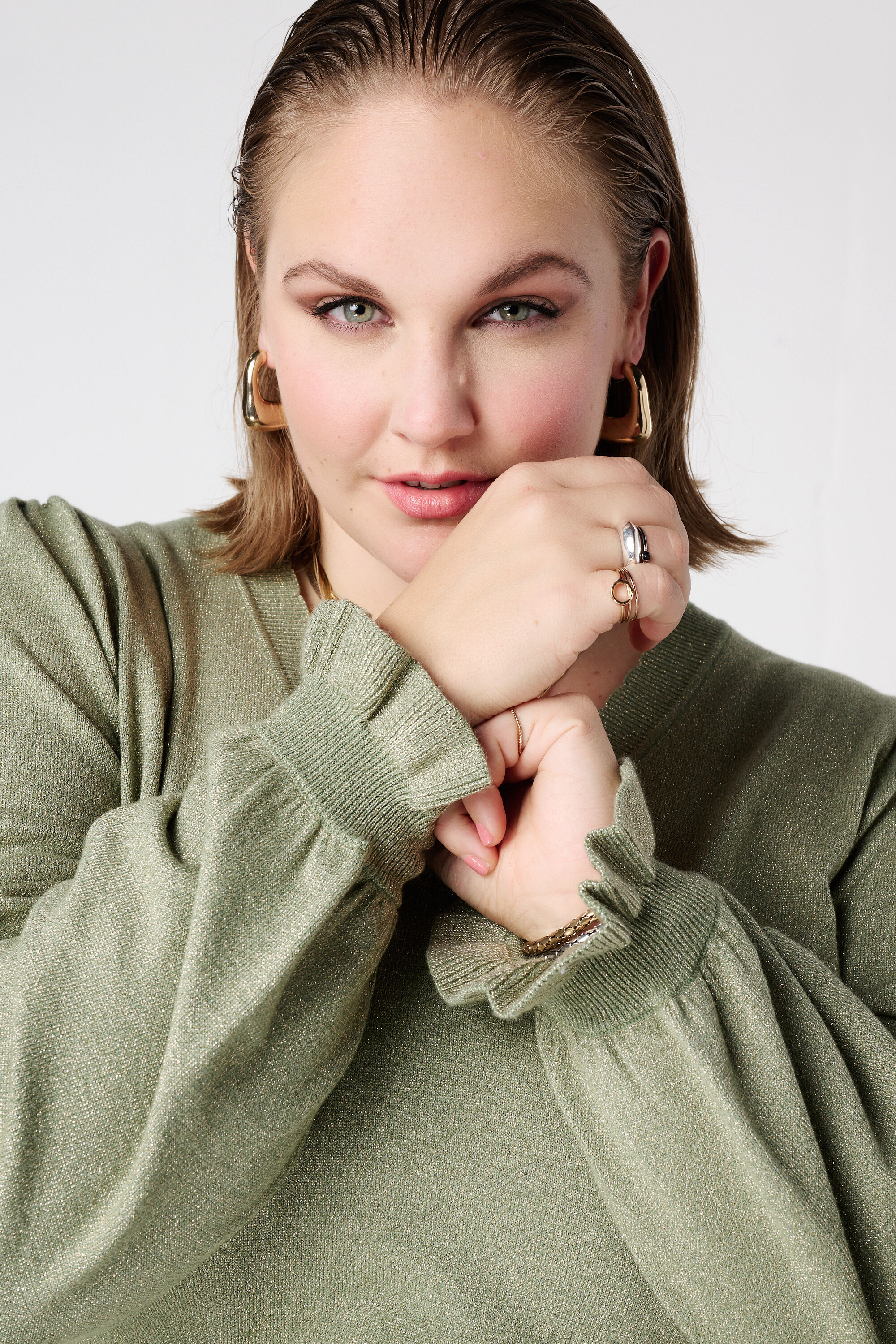 Lurex trui met ruffle mouw image number 4