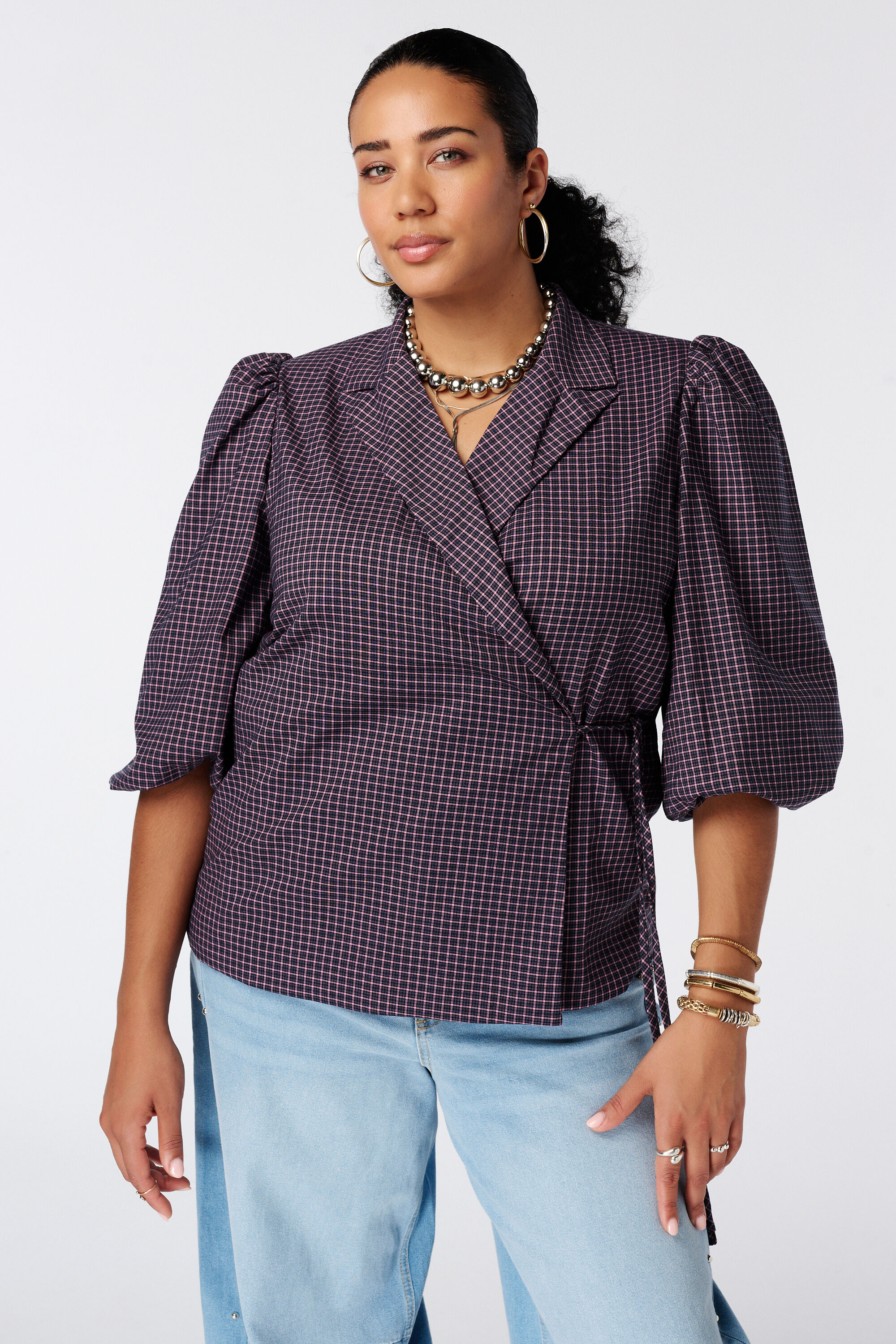 Blazer &agrave; carreaux portefeuille