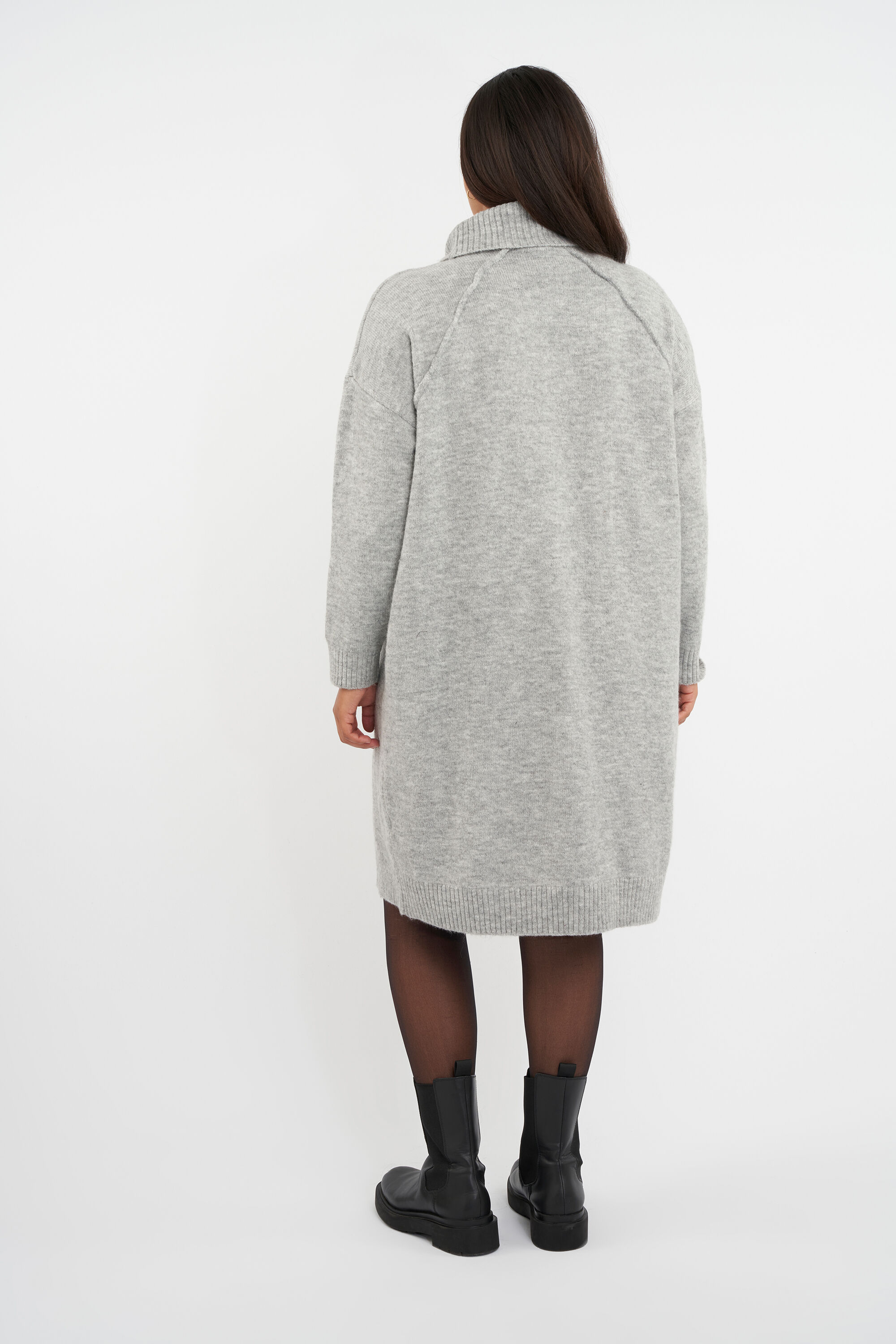 Gebreide jurk met col  image number 4