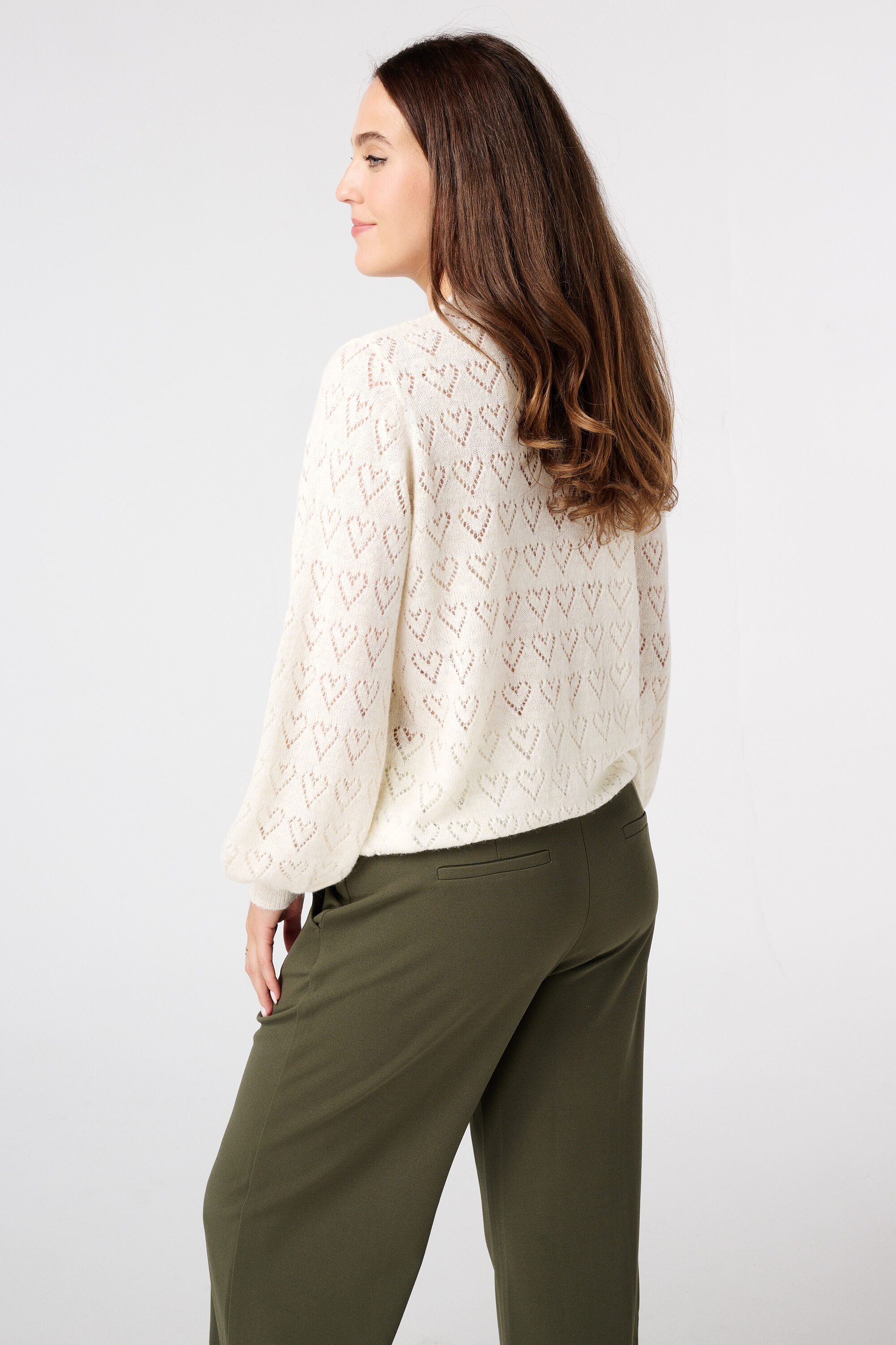 Ajour trui met hartjes patroon image number 3