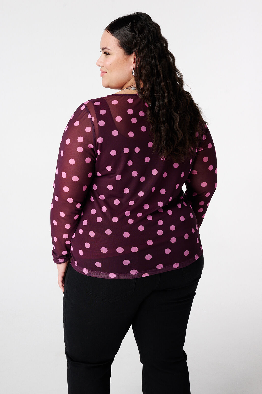 Polka dot mesh top image number 3