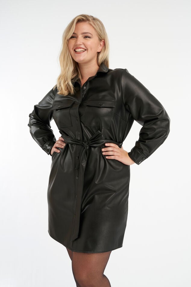 Robe en PU avec ceinture à nouer image number 0