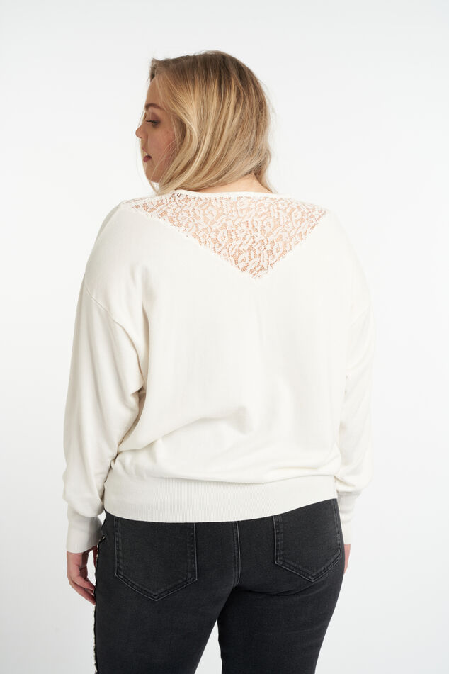Haut en crochet avec motif ajouré et taille à cordon image number 3