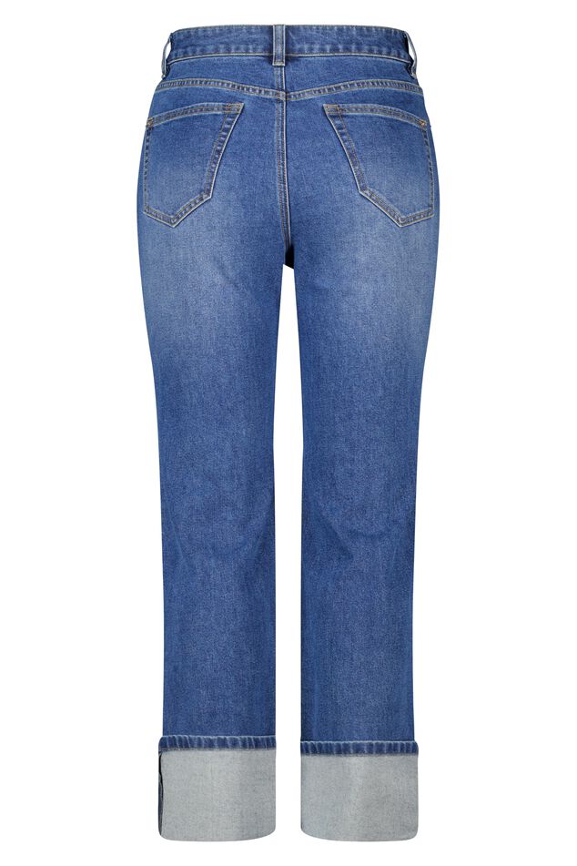 Wide leg jeans met omslag image number 2