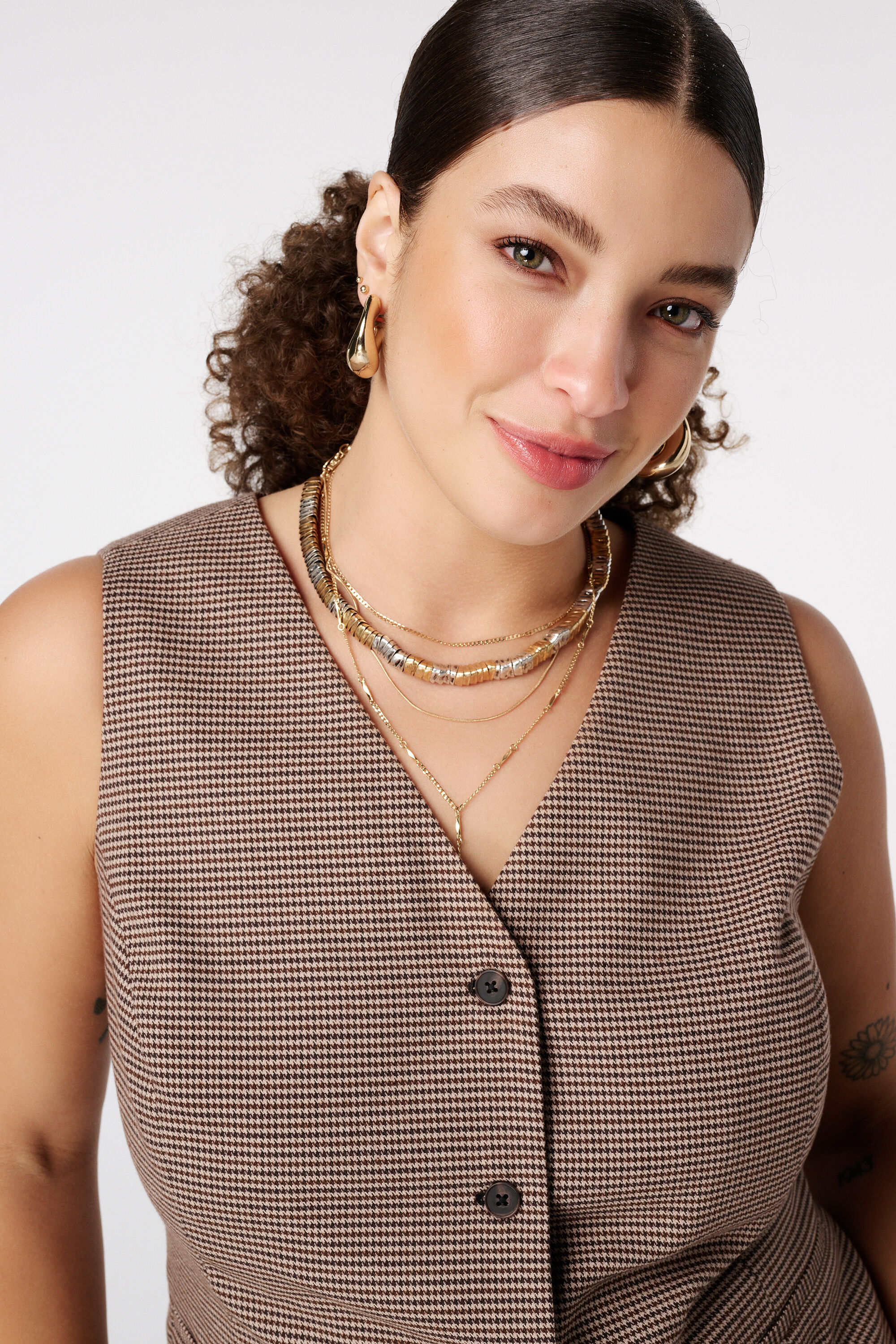 Lang gilet met ruitpatroon image number 2