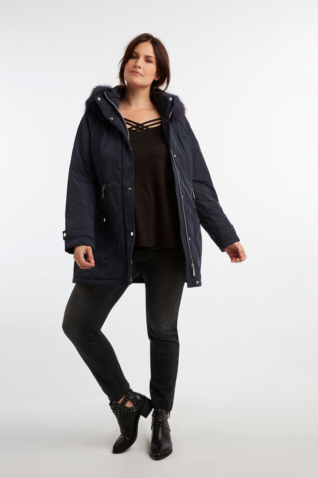 Parka met imitatiebontkraag image number 3