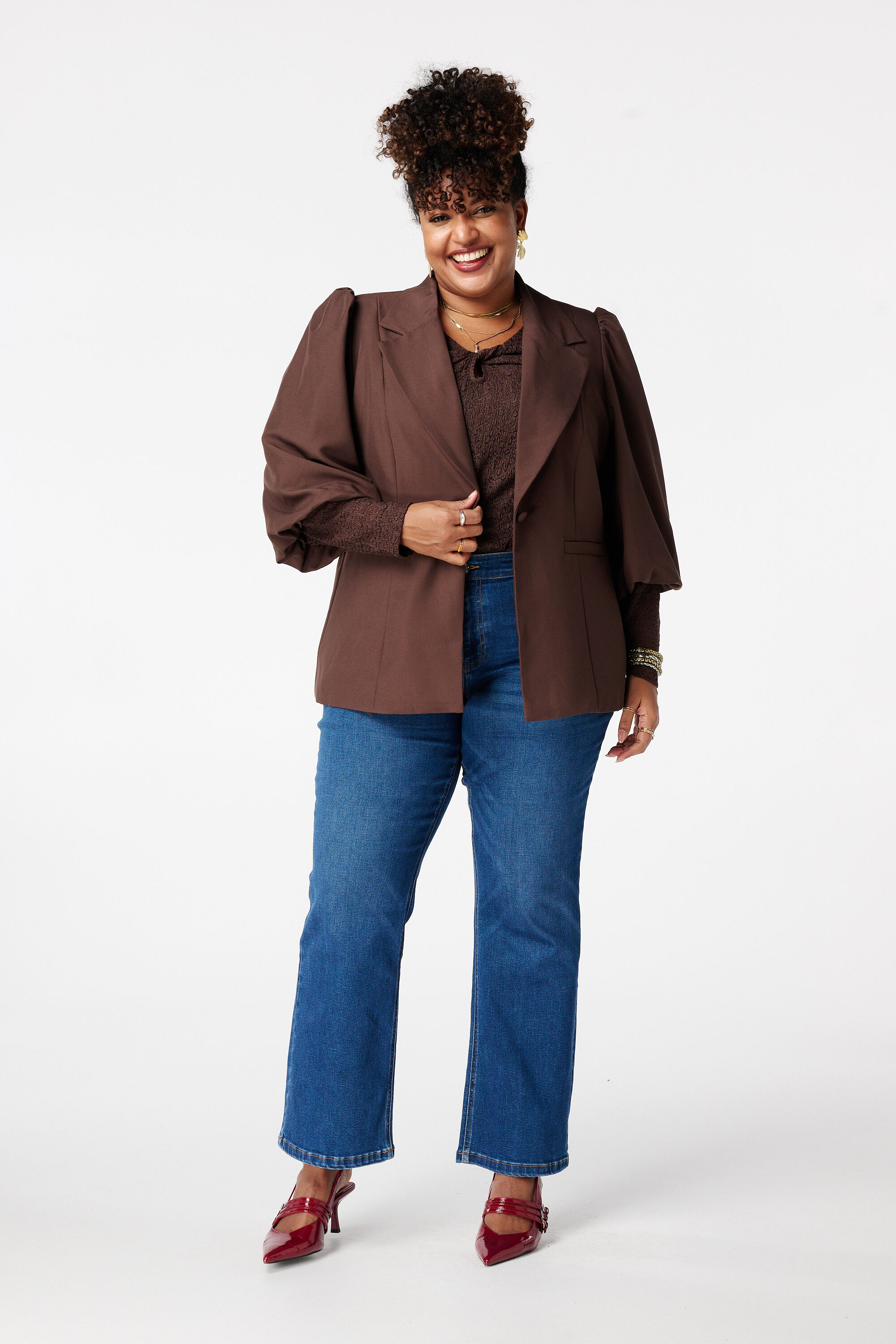 Blazer &agrave; manches bouffantes courtes image number 5