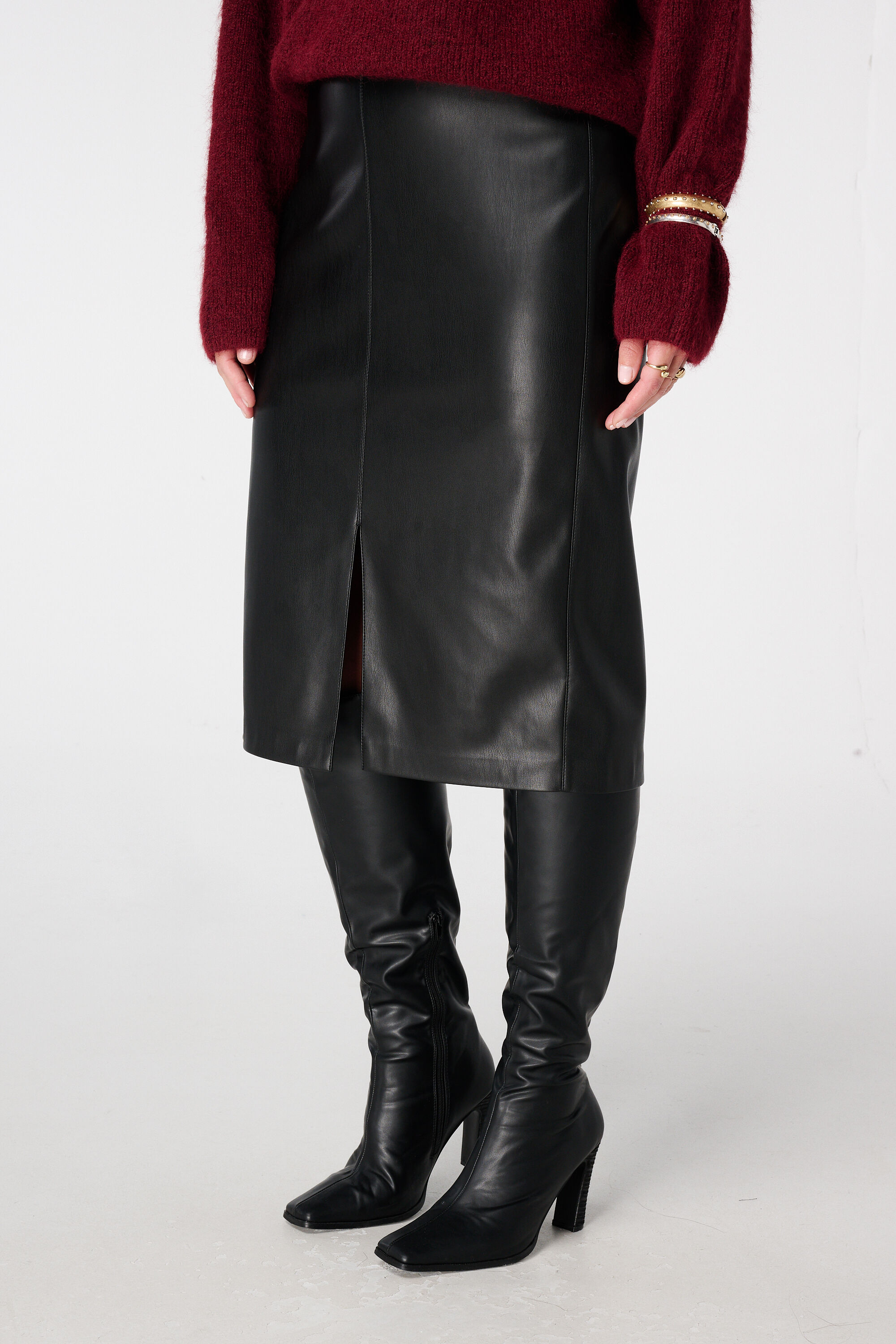 Midi rok van PU leerlook image number 5