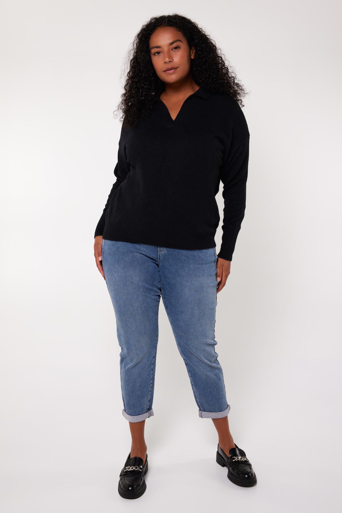 Pull en maille fine avec col polo image number 5