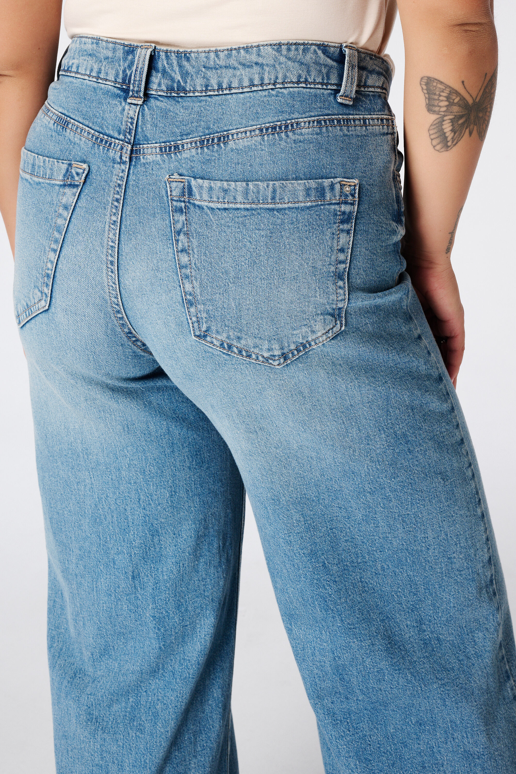 Wide leg jeans met hoge taille image number 2