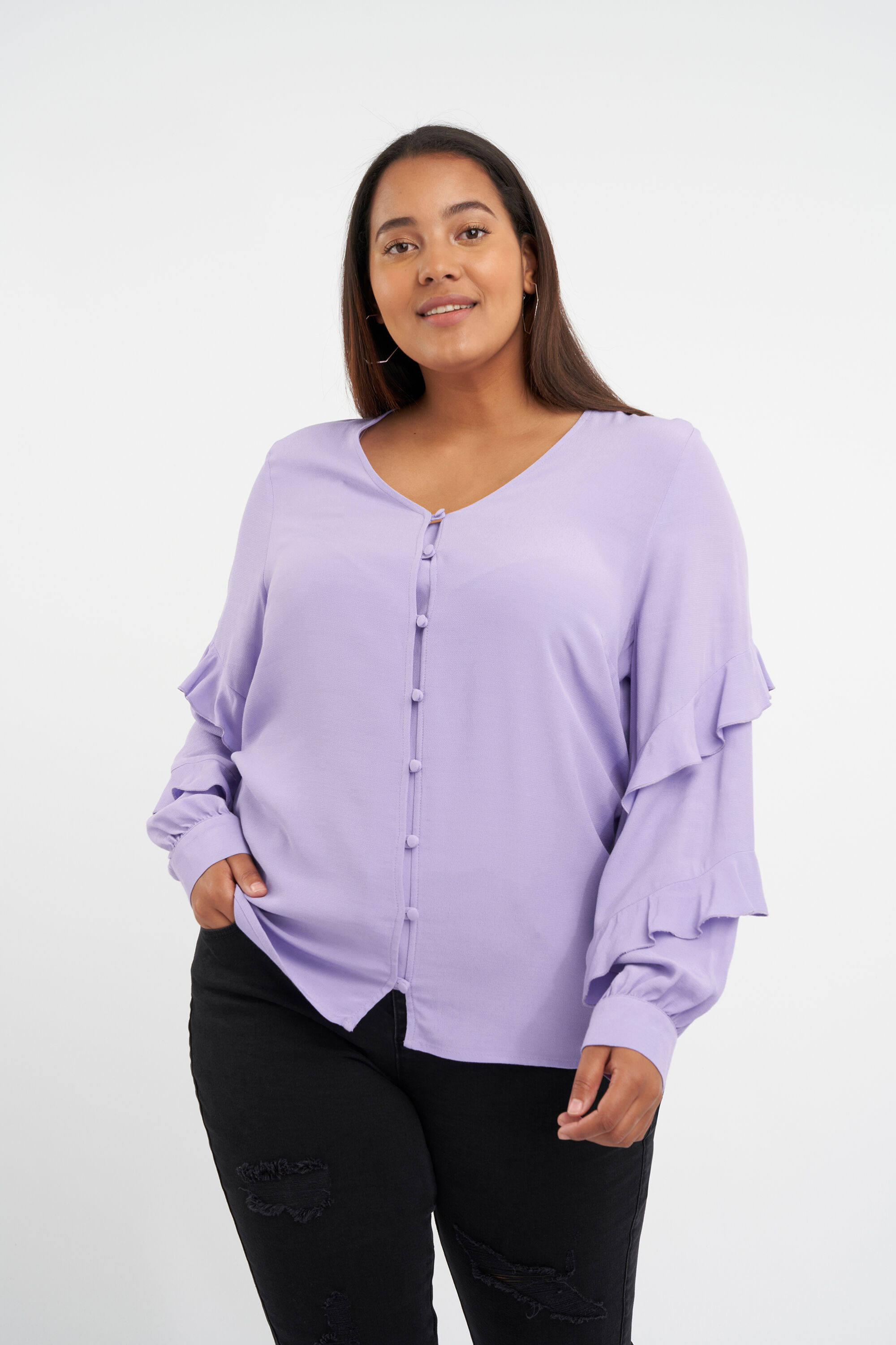 Blouse met volantmouwen image number 0