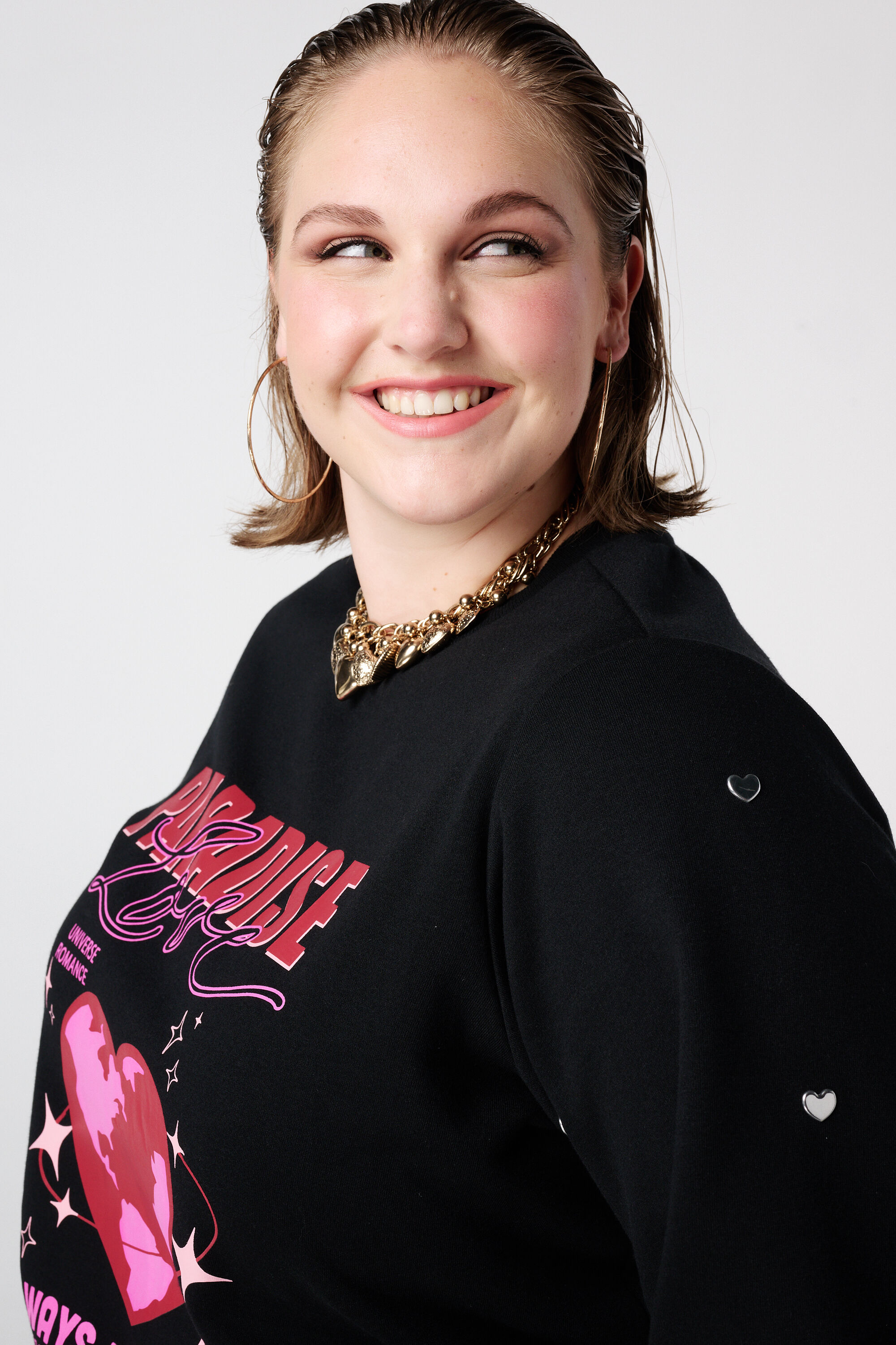 Sweater met print en hartjes image number 4