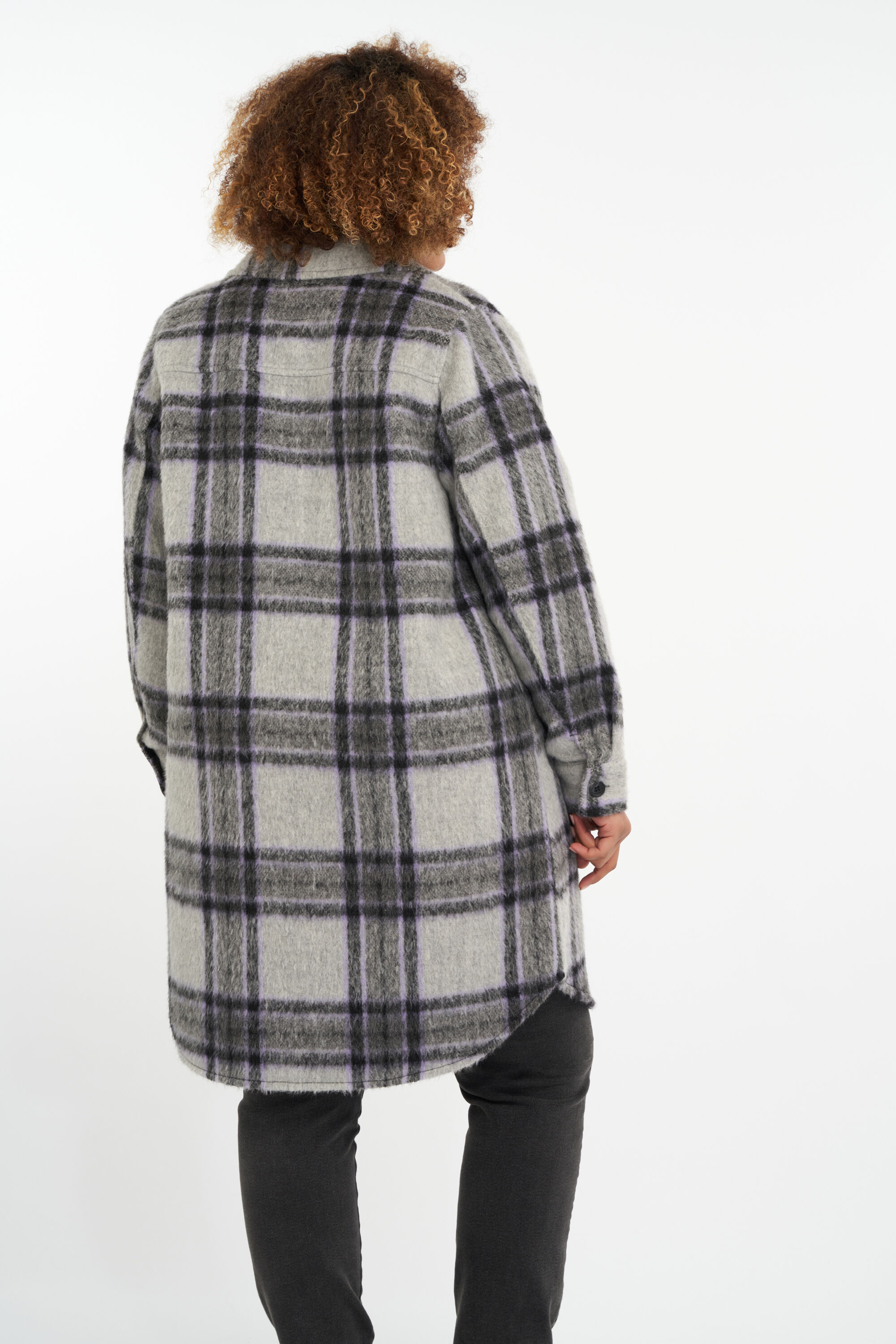 Lange geruite shacket  image number 4