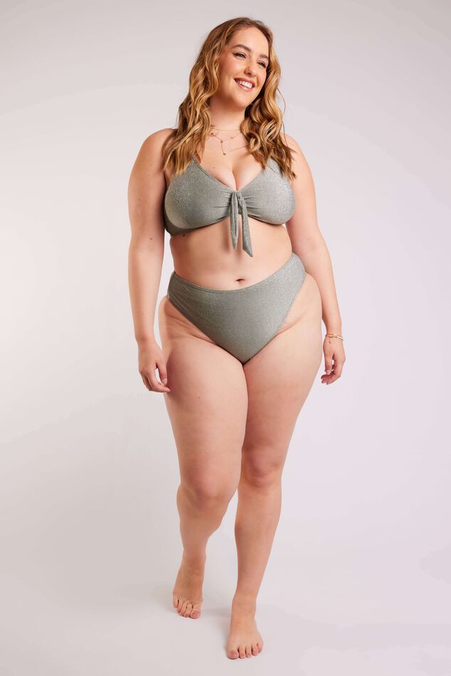 High waisted bikini broekje met glitter image number 7