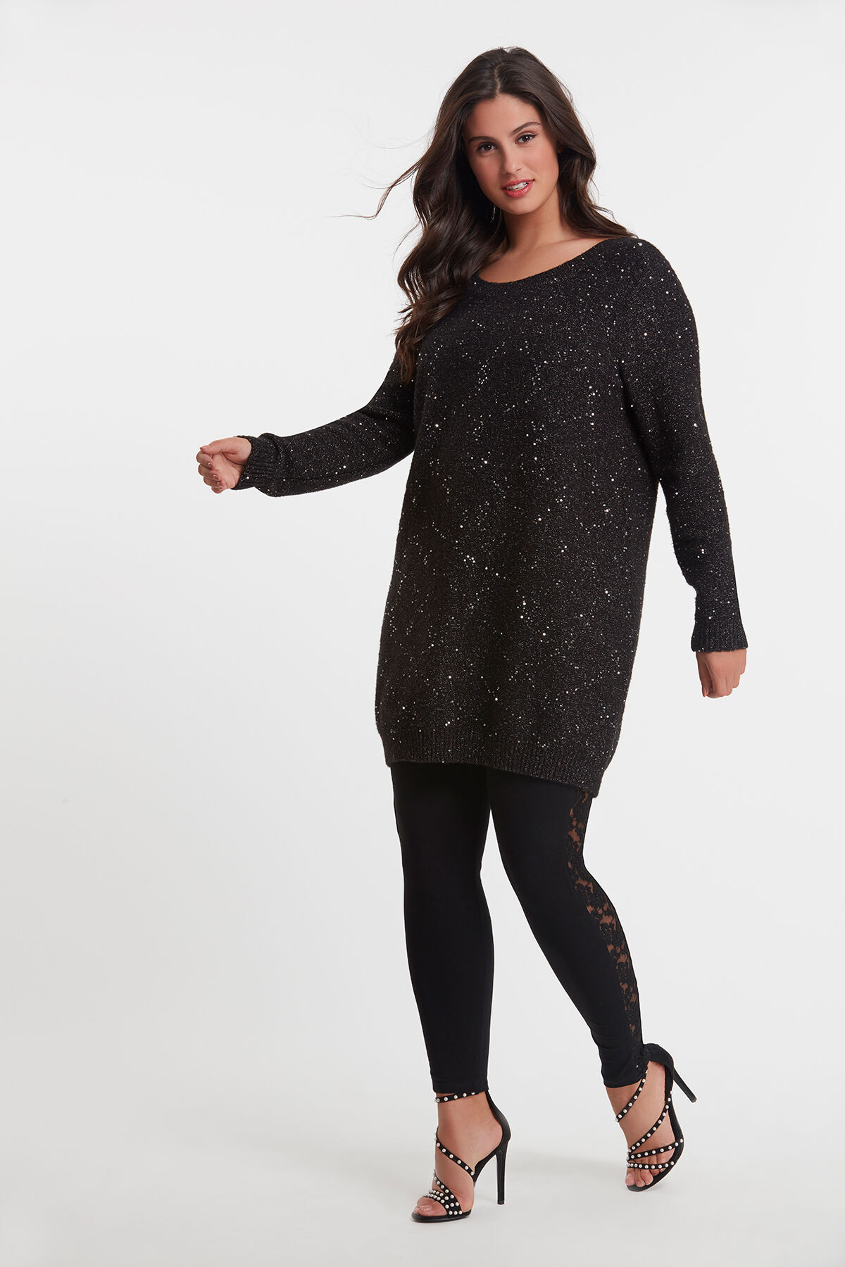 Legging met kanten bies image number 4