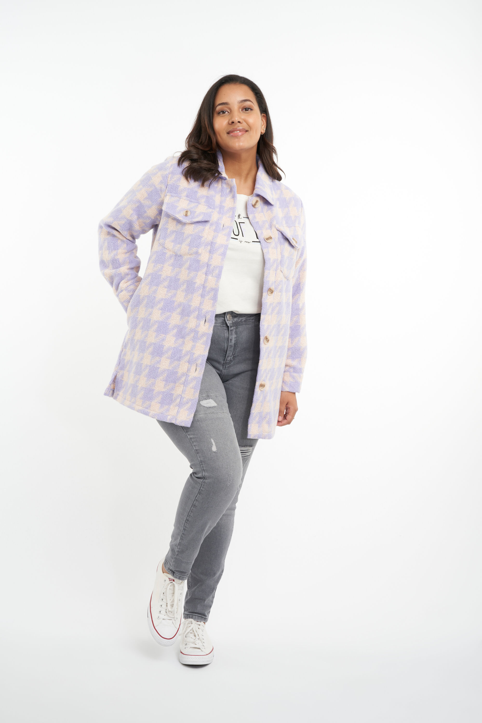 Veste-chemise &agrave; imprim&eacute; pied-de-poule image number 6