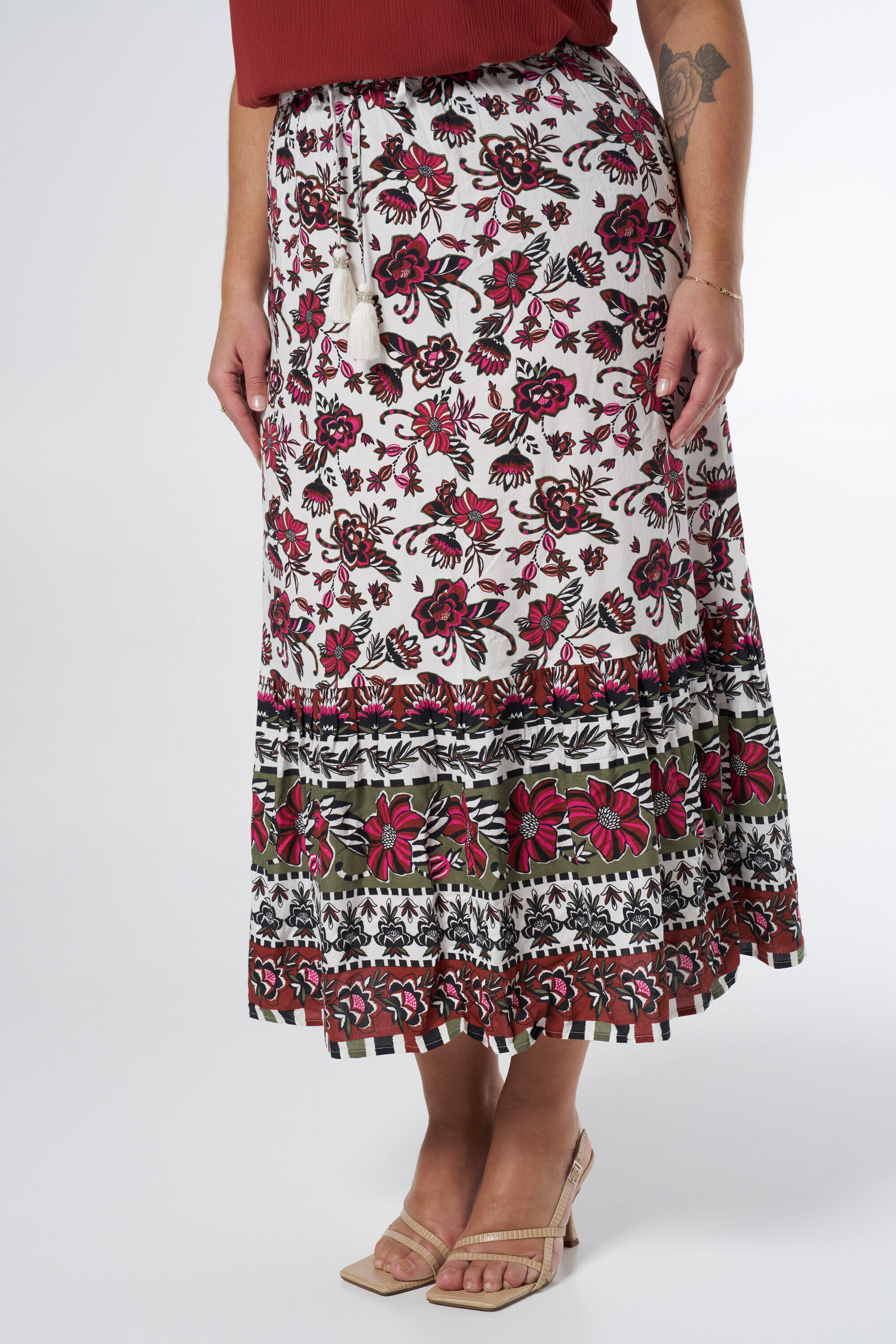 Midi rok met bloemenprint image number 5