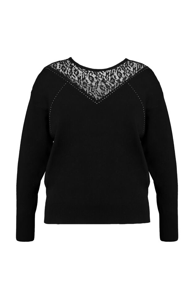 Haut en crochet avec motif ajouré et taille à cordon image number 1