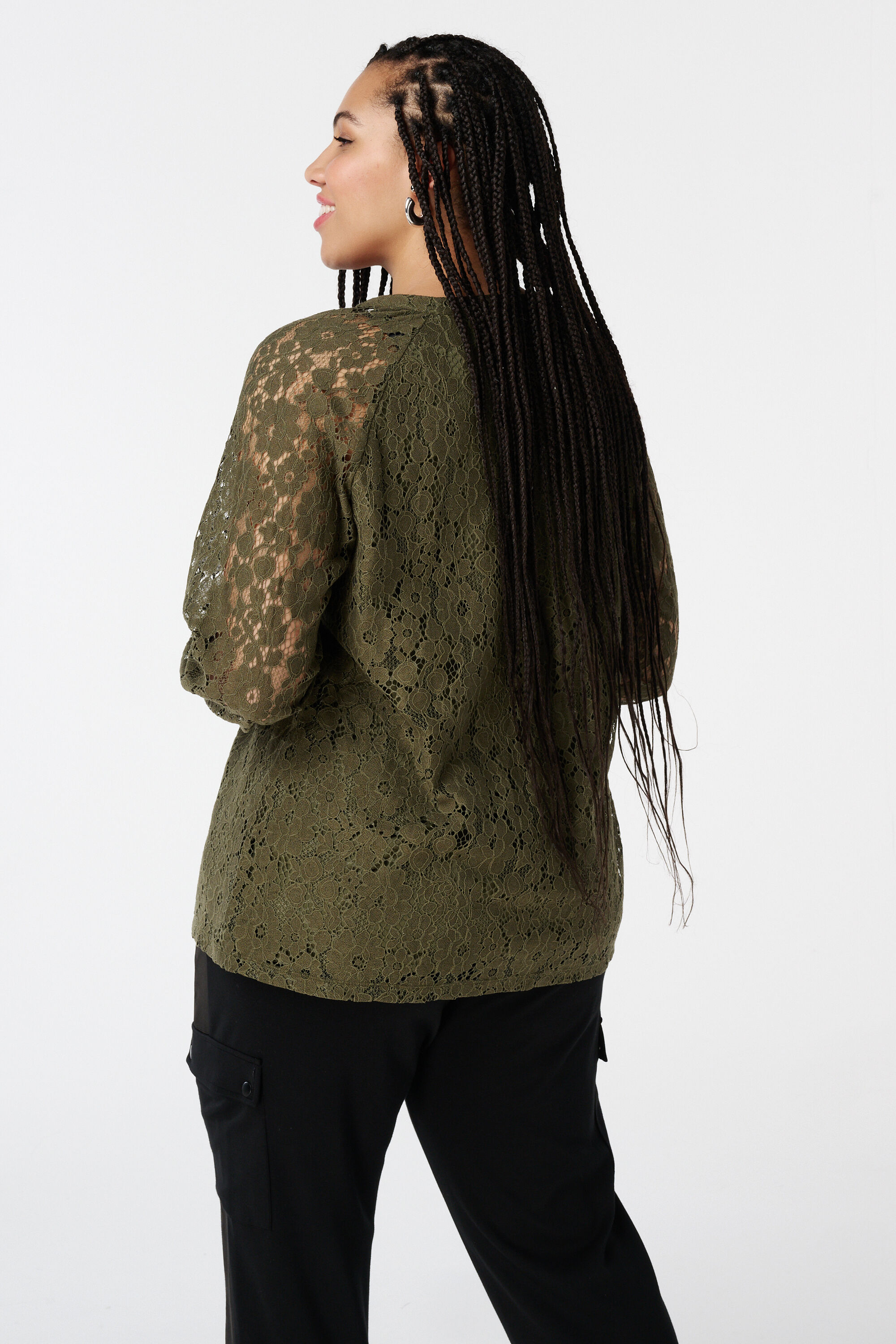 Kanten top met lange mouwen image number 3