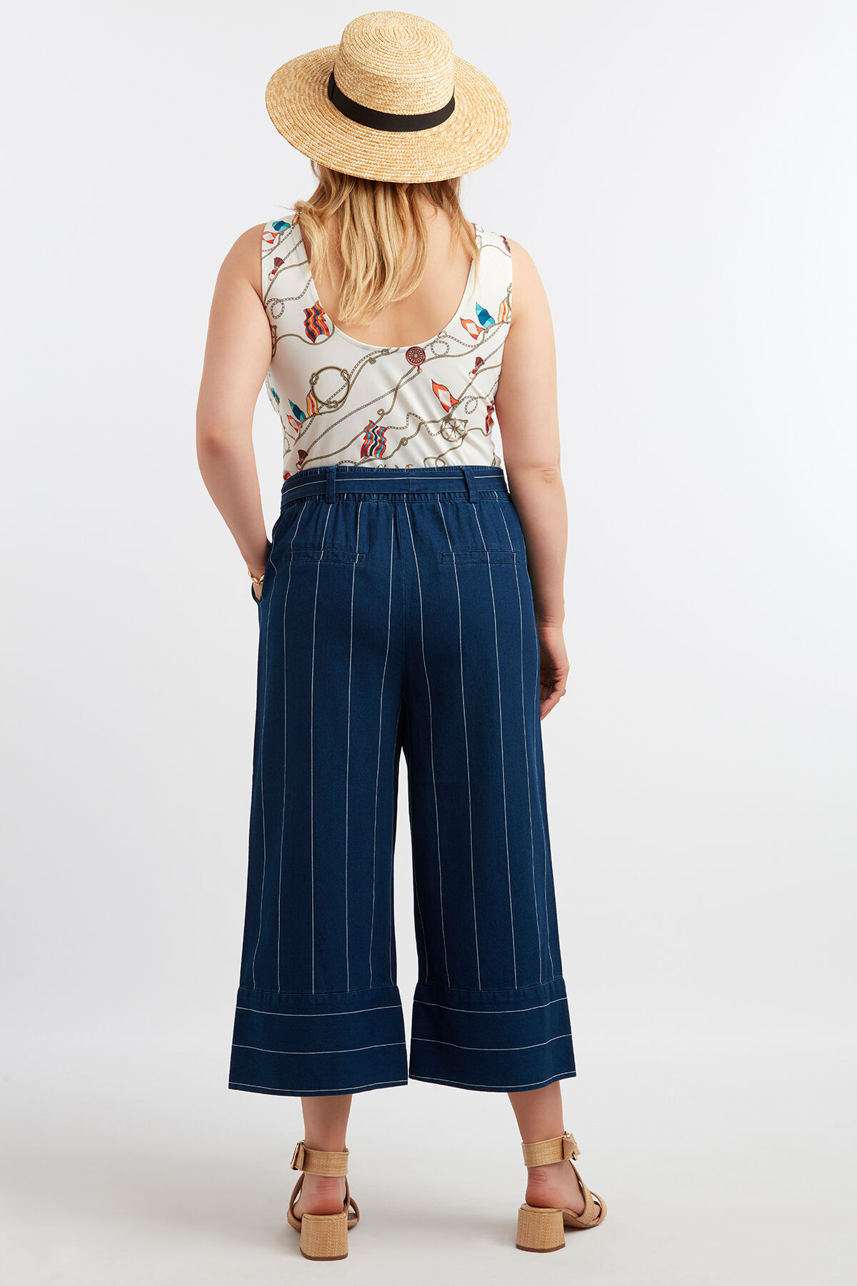 Cropped denim met krijtstreep image number 5