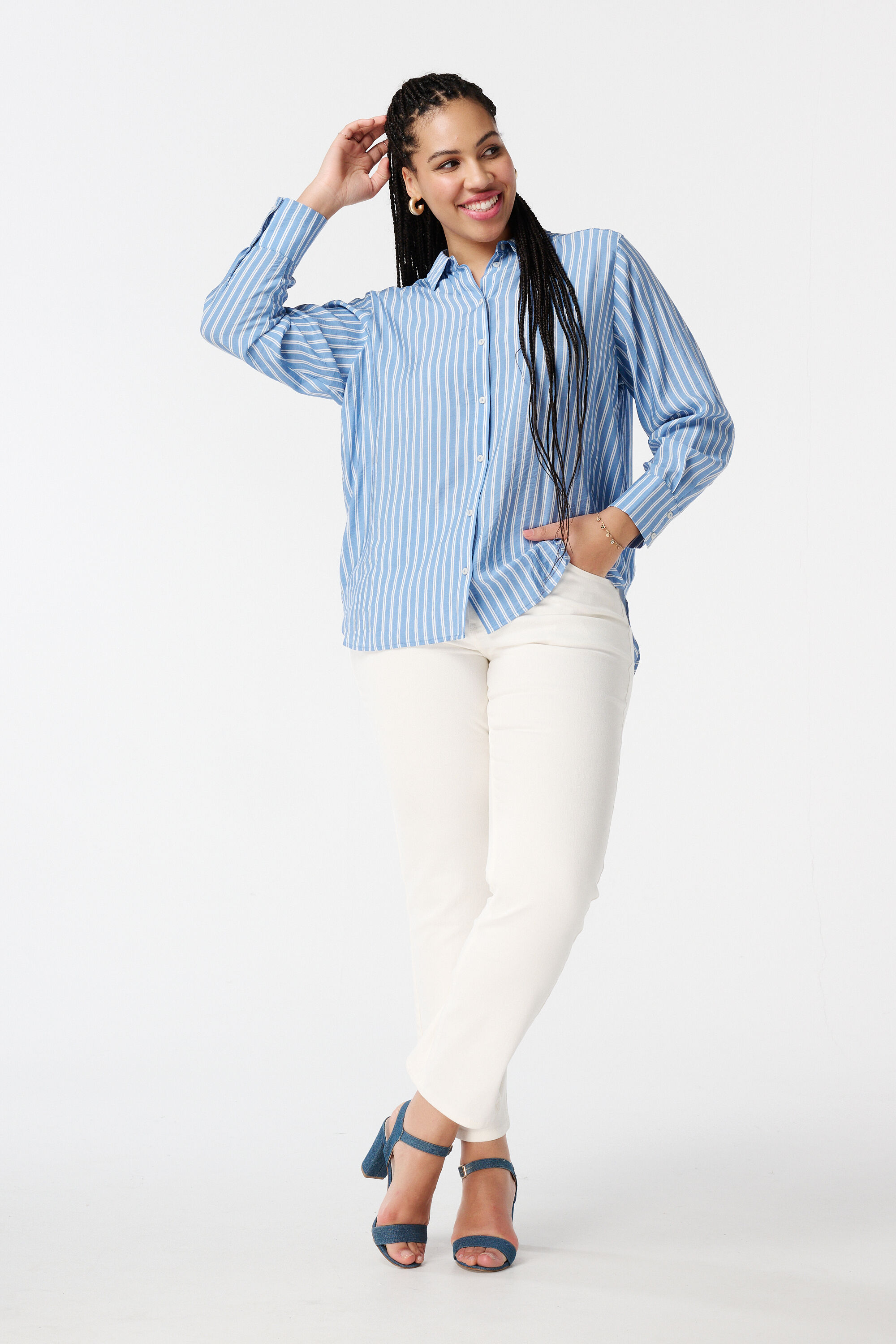 Overhemdblouse met strepen image number 5