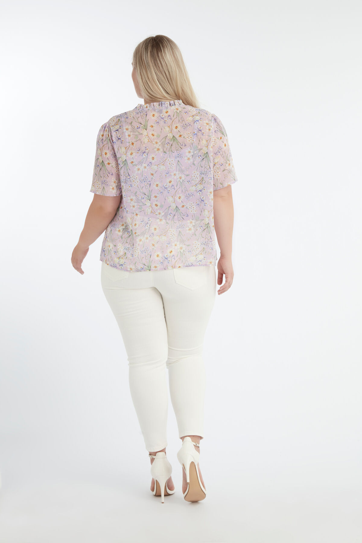 Blouse met bloemen en lurex details image number 4