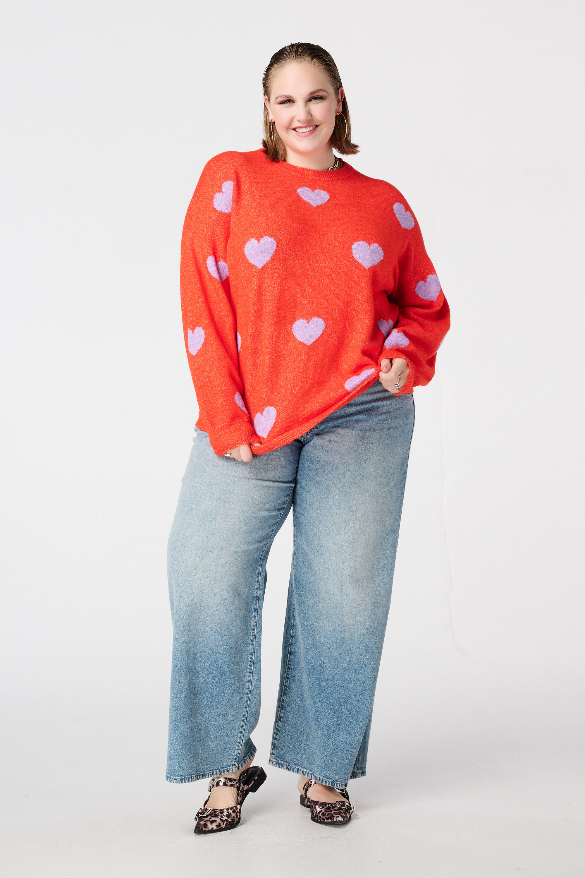 Gebreide trui met hartjespatroon image number 5