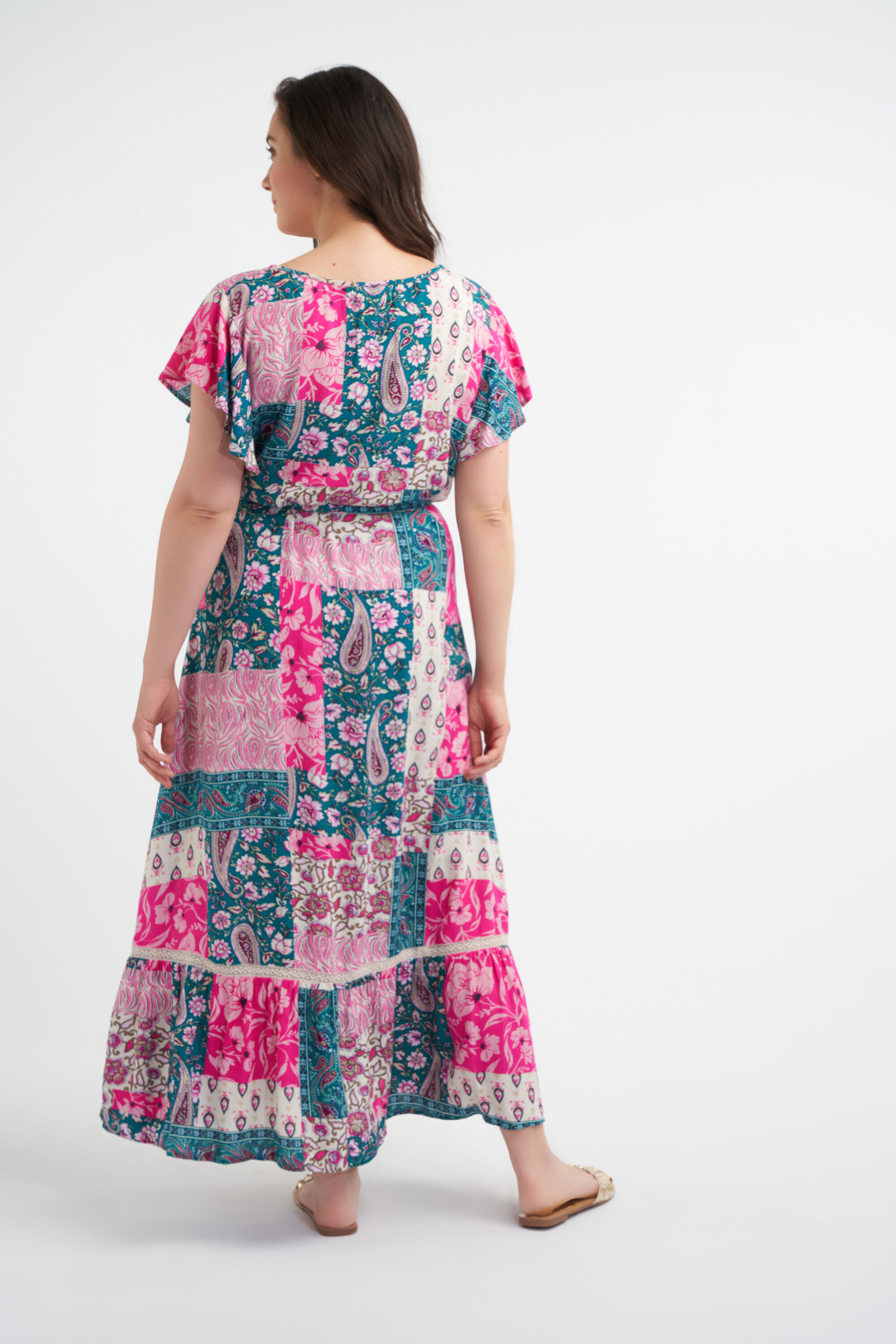 Lange jurk met patchwork image number 3