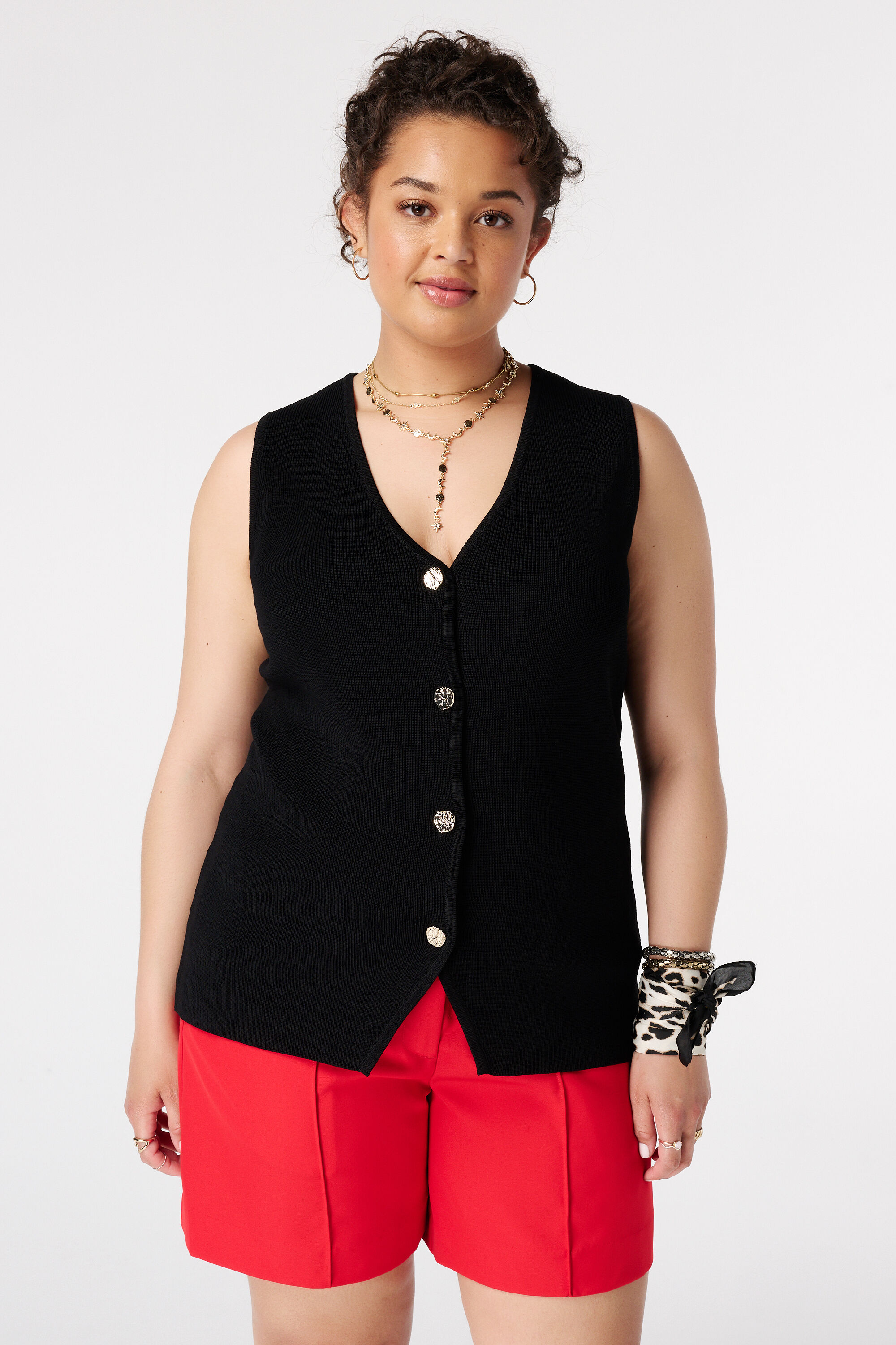 Gebreid gilet met knoopsluiting