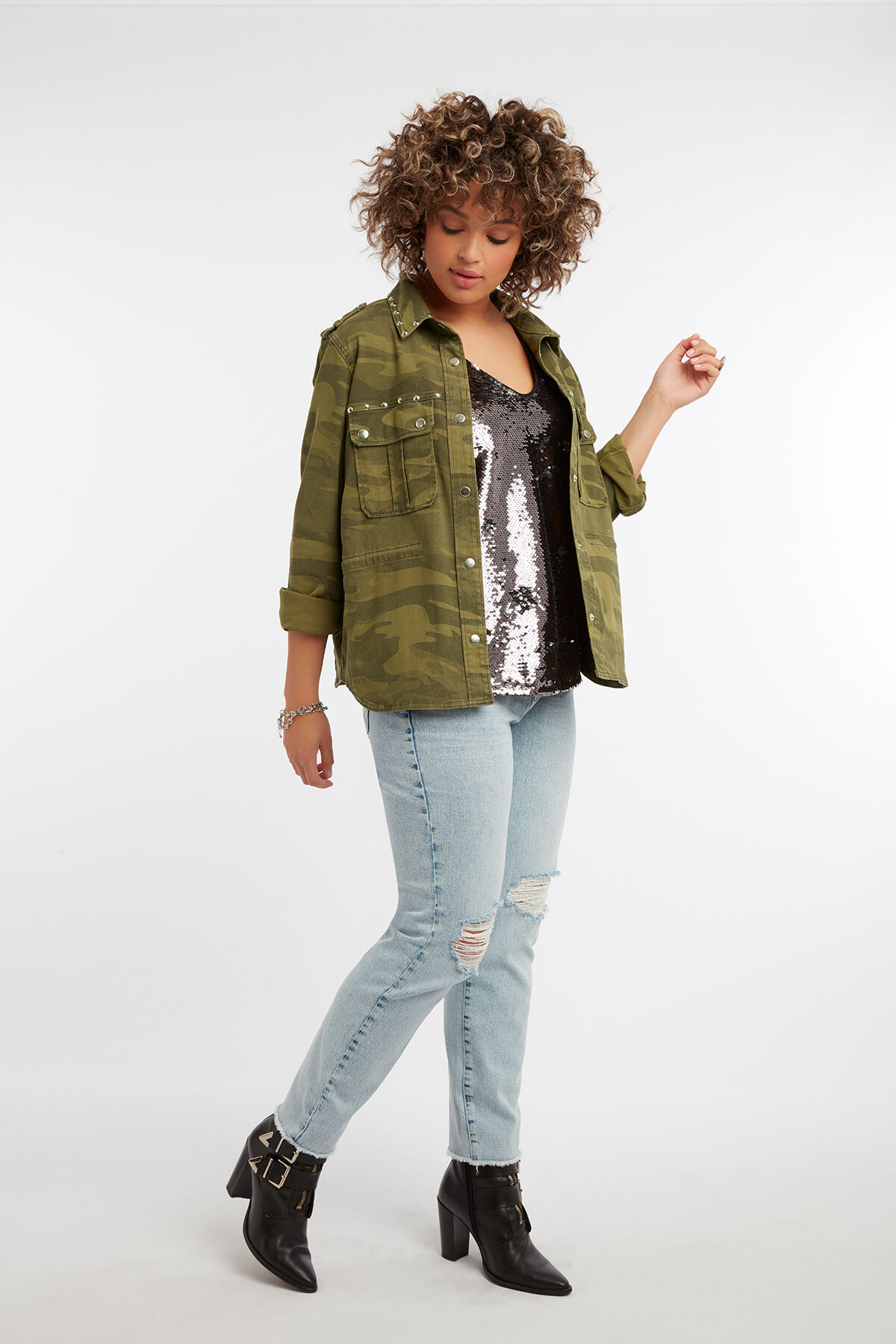 Slim leg jeans IRIS met slijtagedetails image number 6