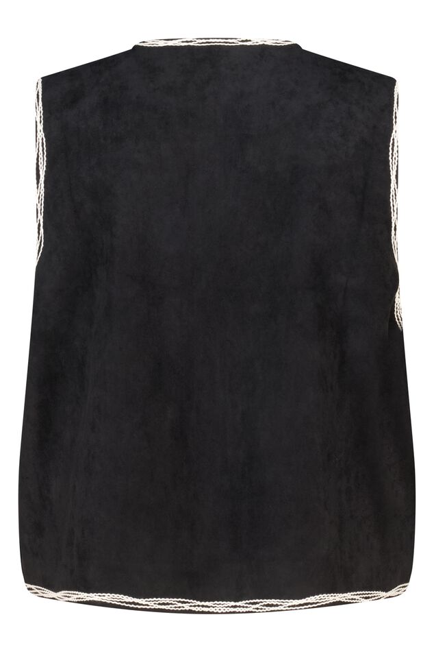 Gilet in suède look met broderie image number 2