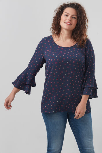 Blouse met trompetmouwen