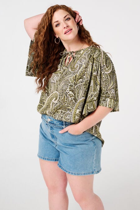 Blouse met print en strikdetail Blouse met print en strikdetail