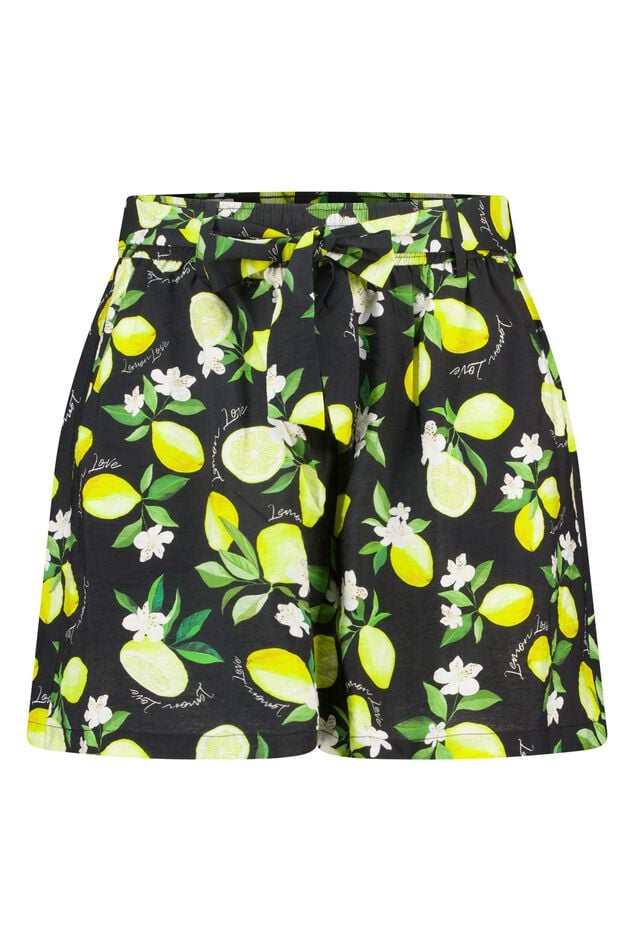 Shorts met citroenprint en ceintuur image number 1