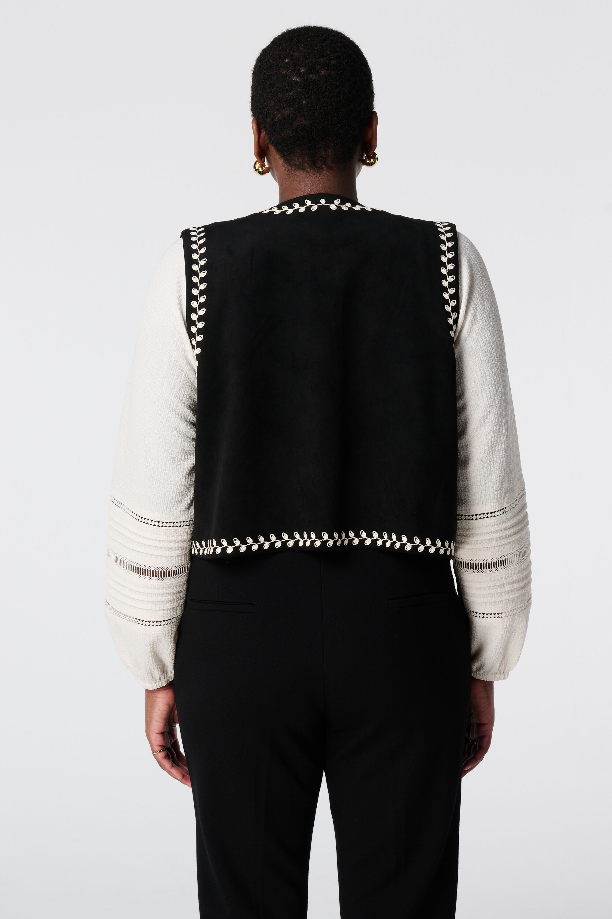 Suedine gilet met stiksels image number 3