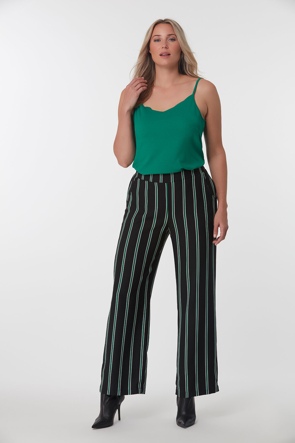 Gestreepte wijde broek image number 4