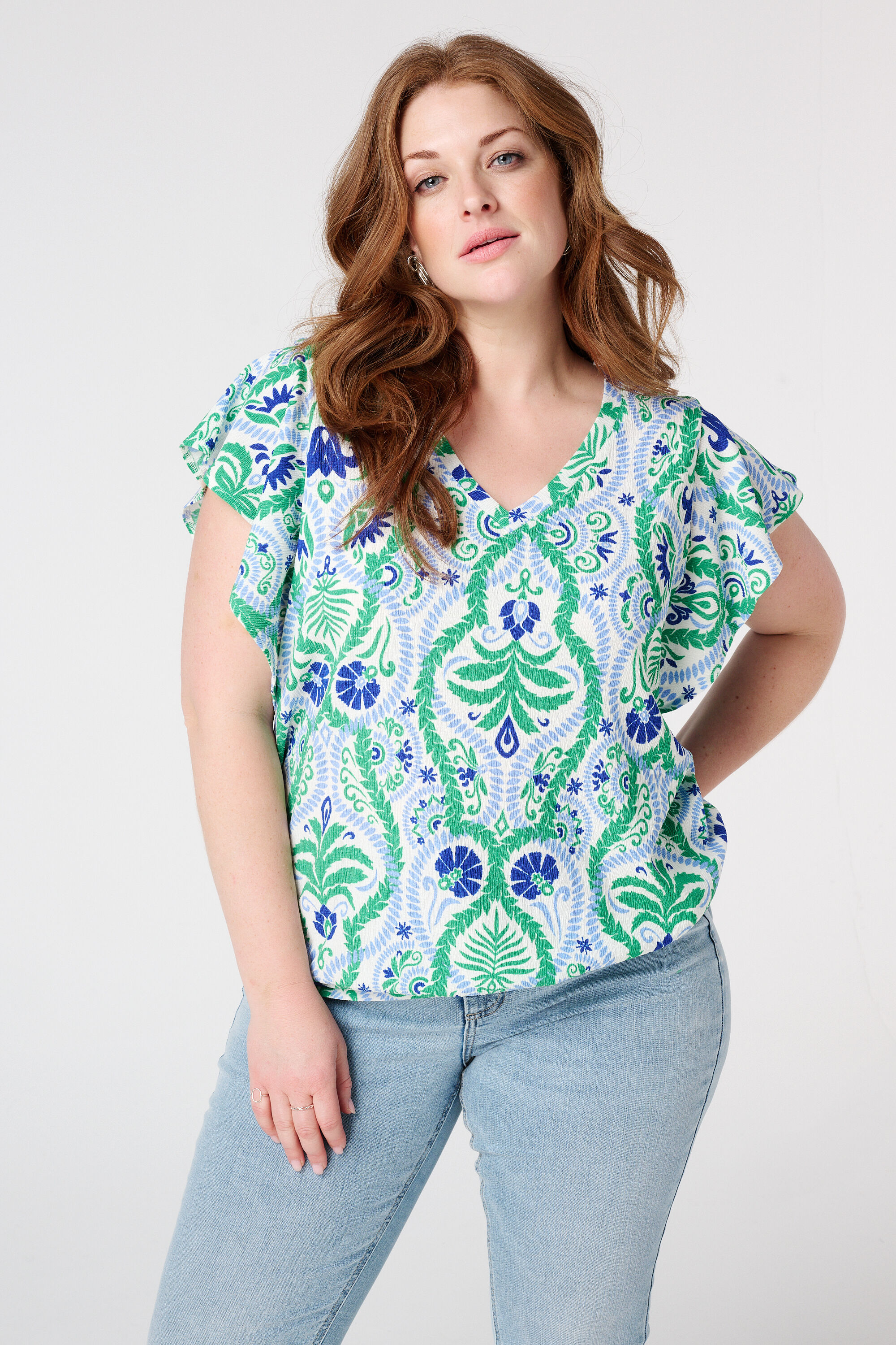 Top met structuur en kapmouwtje image number 3