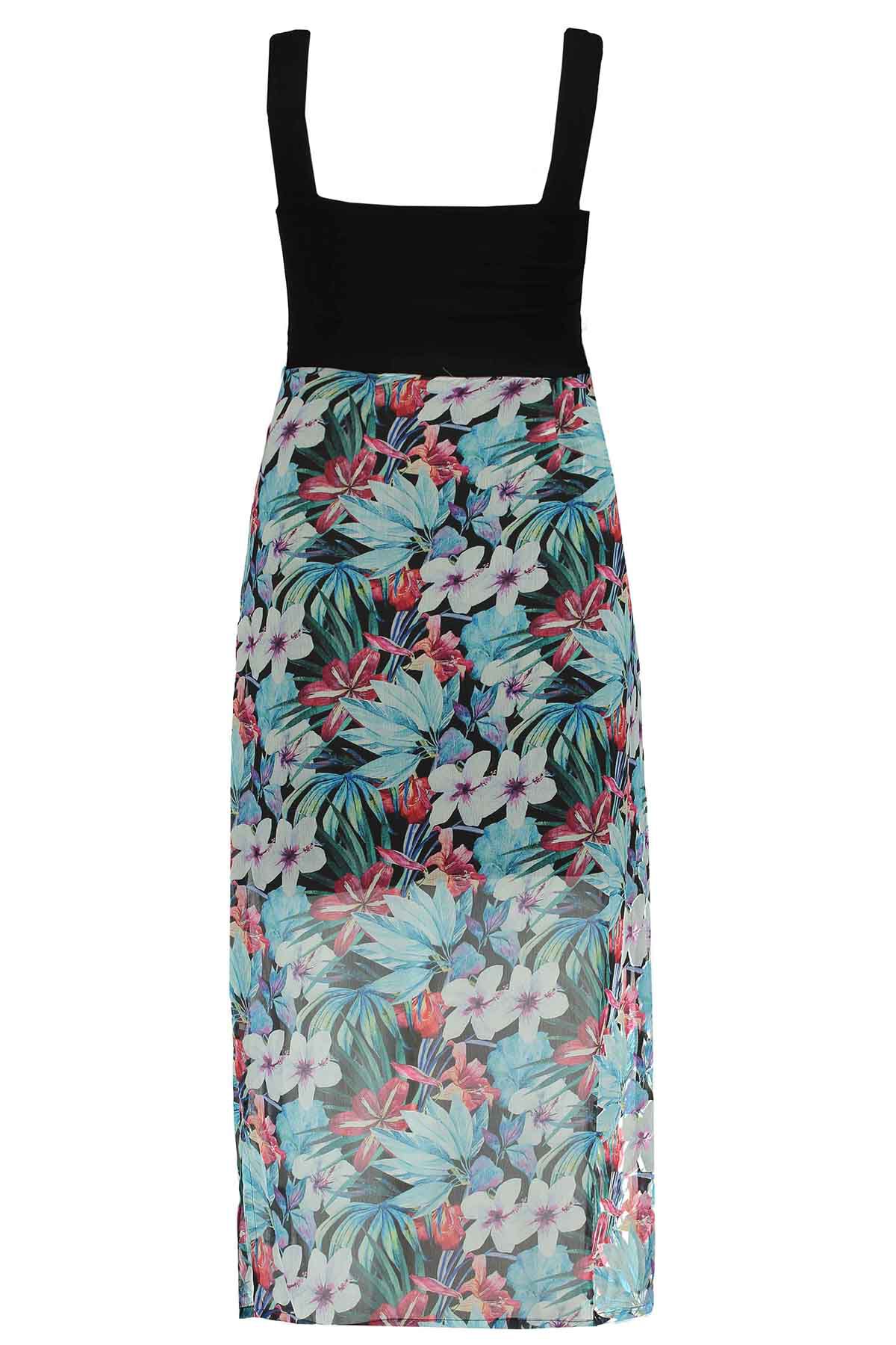 Jurk met bloemen print en volants image number 3