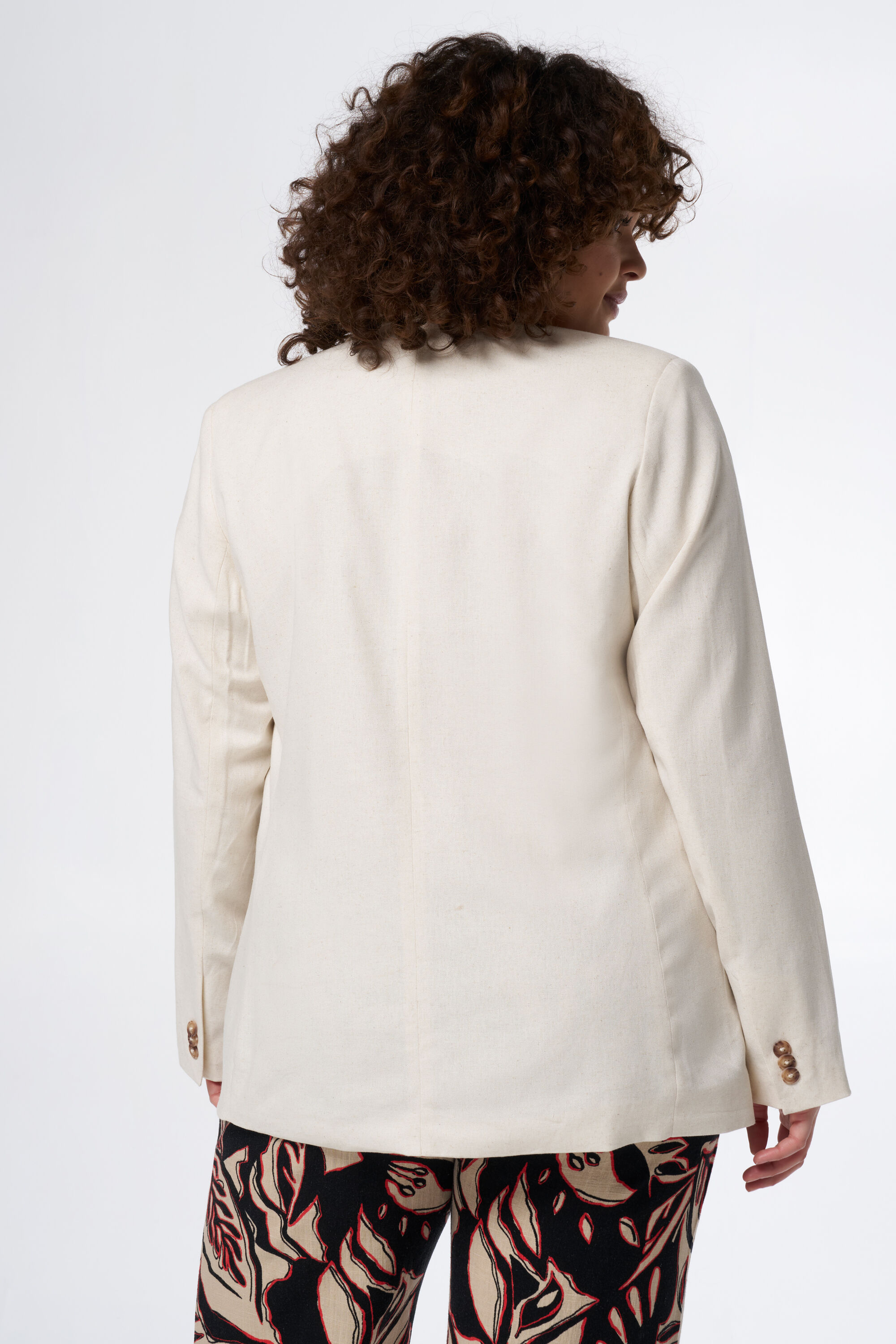 Rechtvallende blazer met linnen image number 3