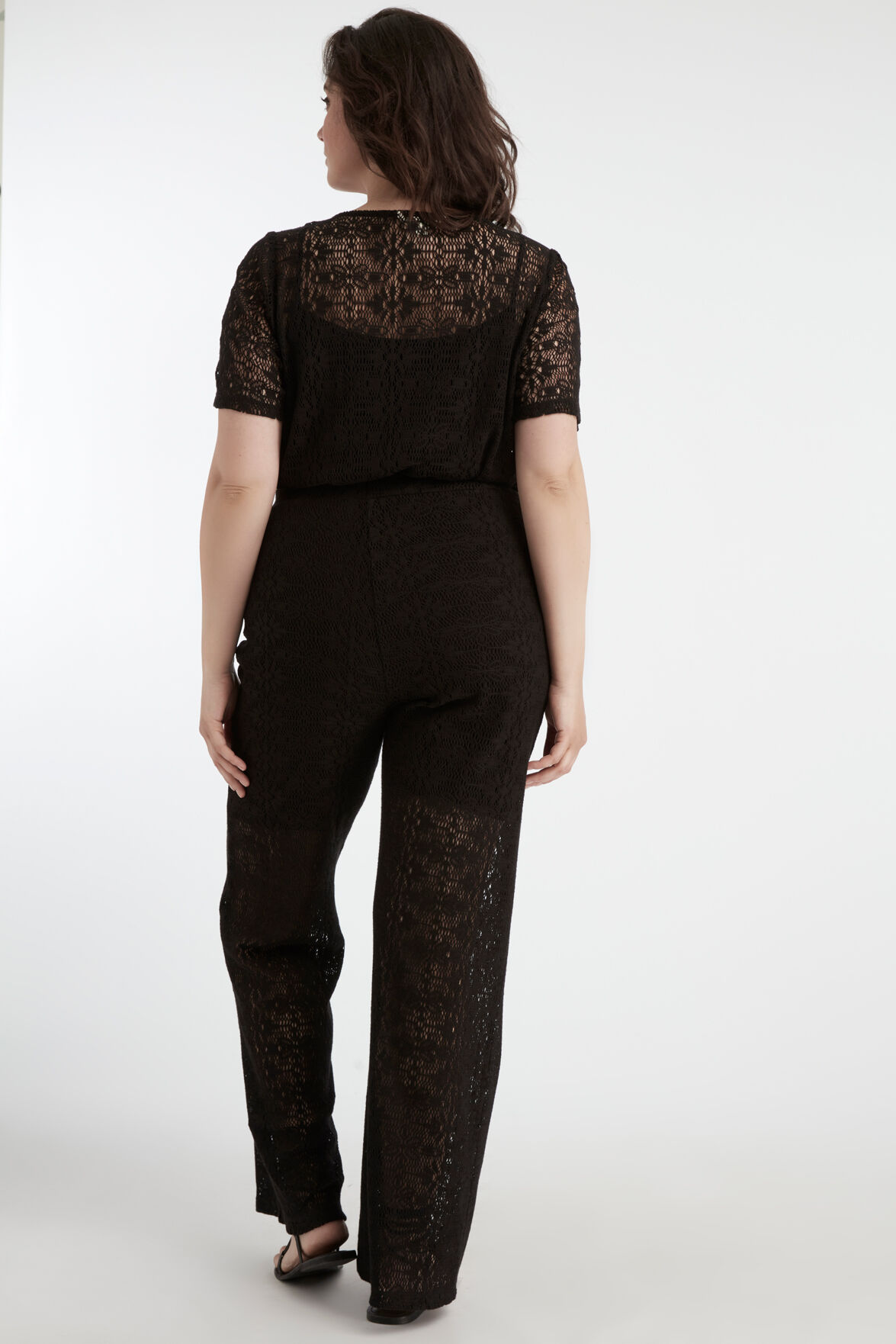 Pantalon large avec dentelle image number 4